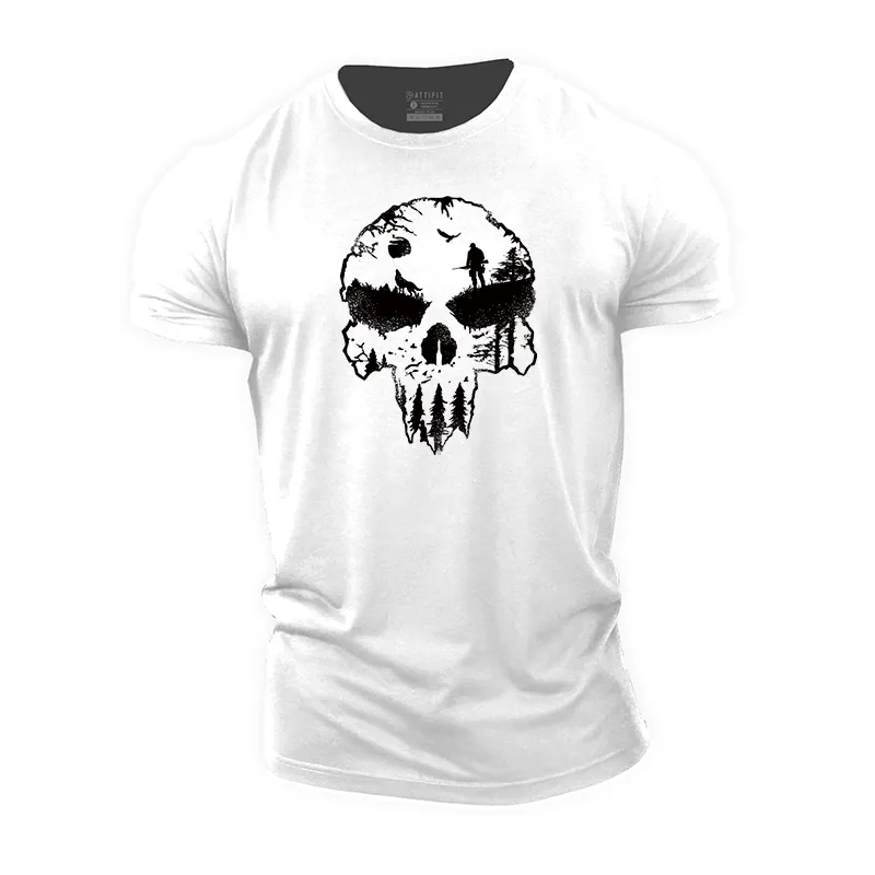 Hunting Silhouette Skull Cotton T-Shirt