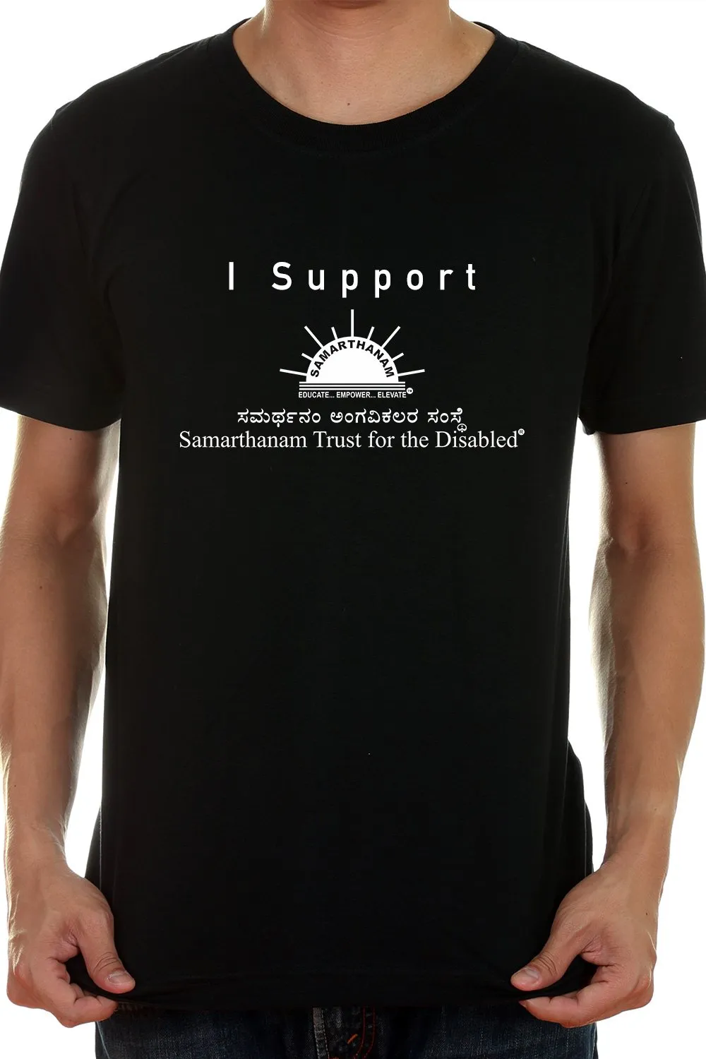 I Support Samarthanam Black Tshirt