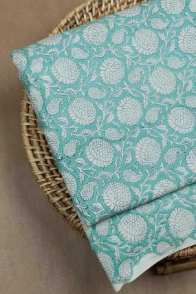 Intricate Design on Blue Sanganeri Cotton Fabric