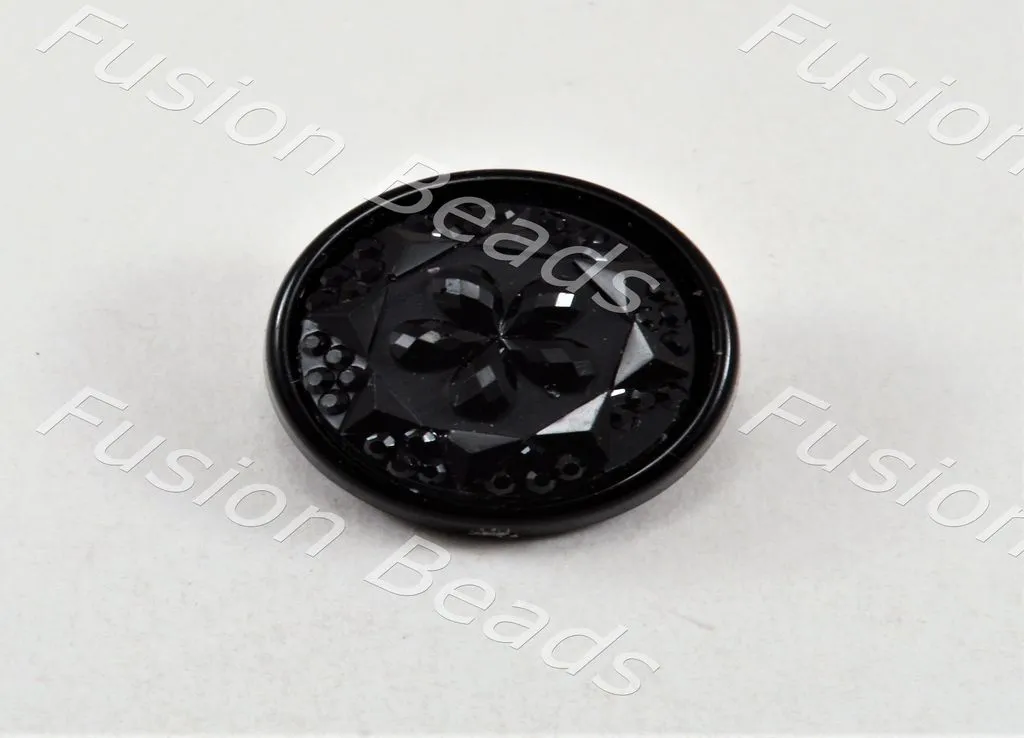 Jet Black Flower Designer Buttons