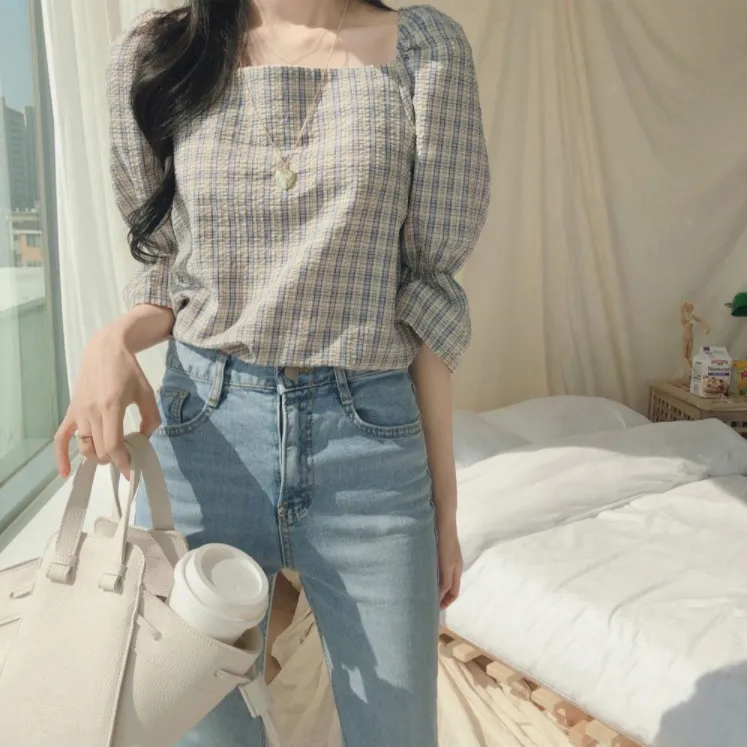 [Korean Style] Bow Linen Cotton Blouses