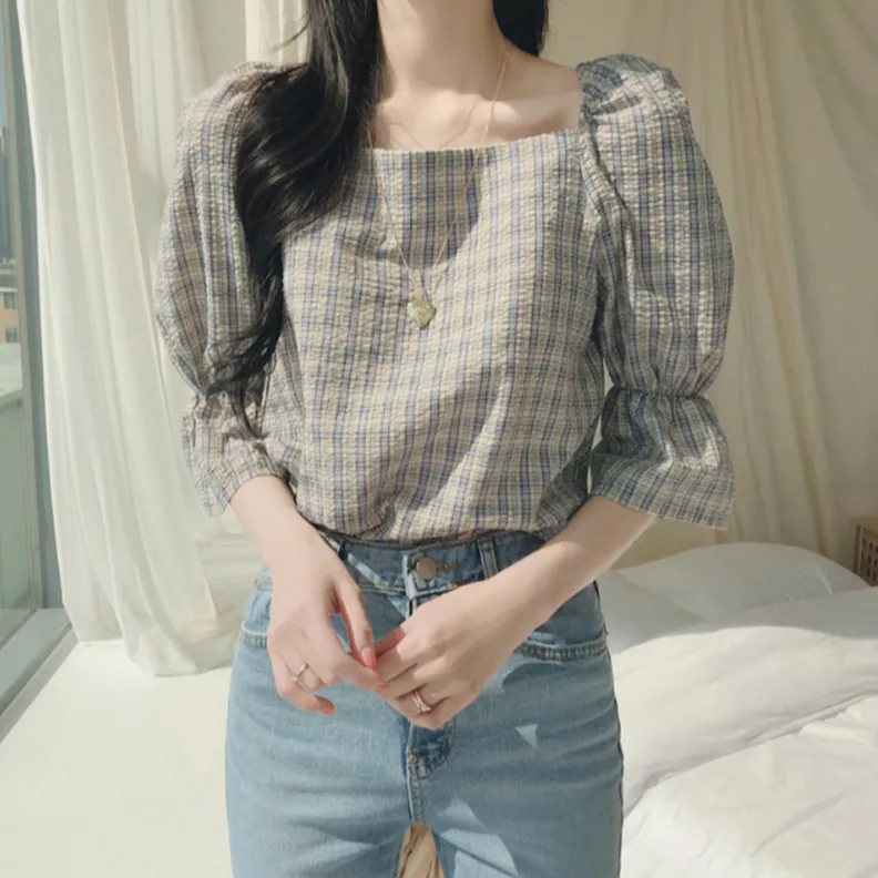 [Korean Style] Bow Linen Cotton Blouses