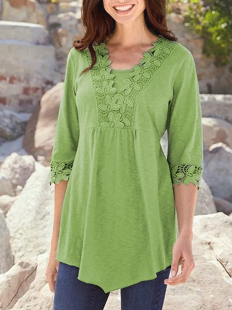 Lace Patchwork Women Blouses