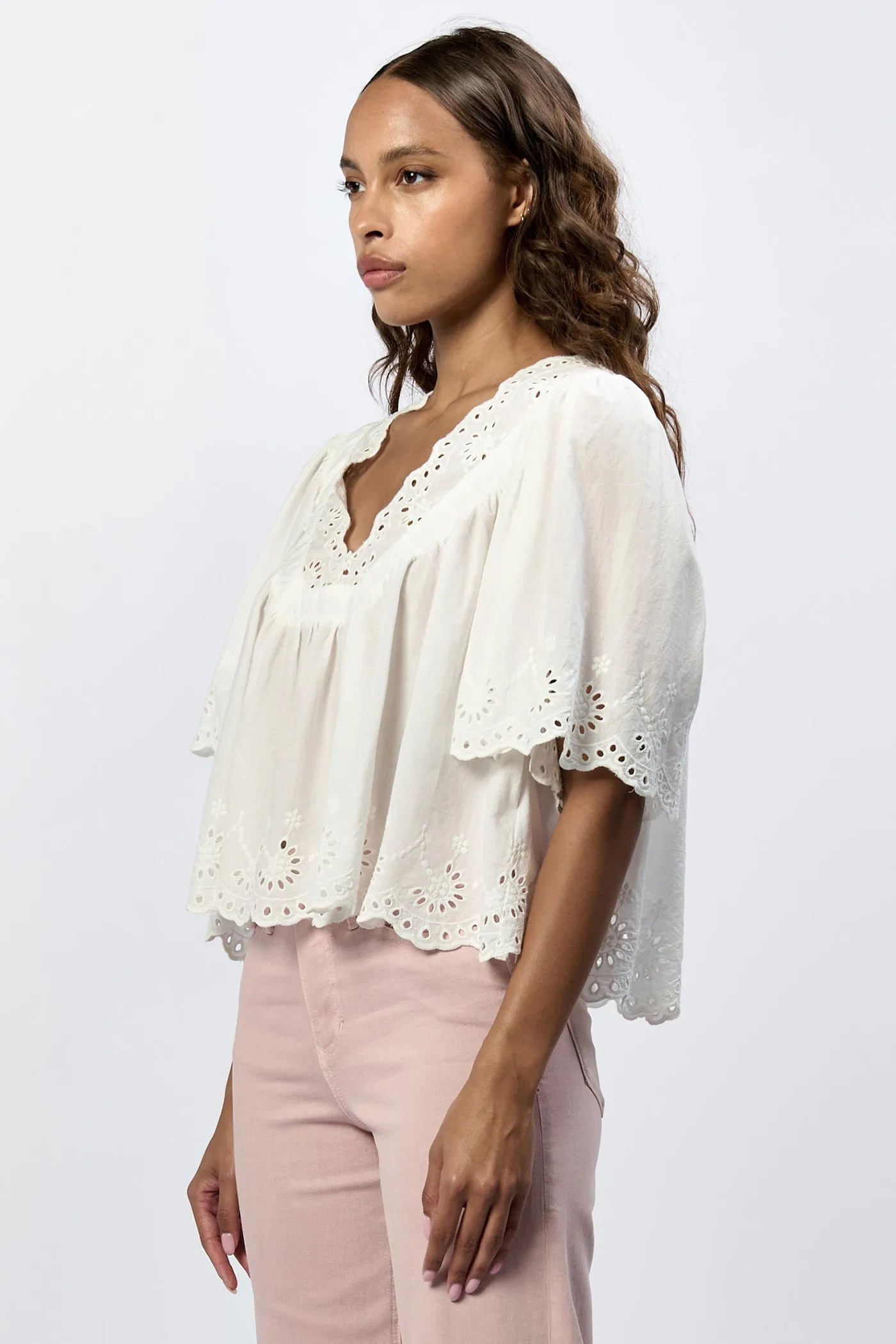 LANIA SHORT SLEEVE RELAXED FIT TOP WHITE