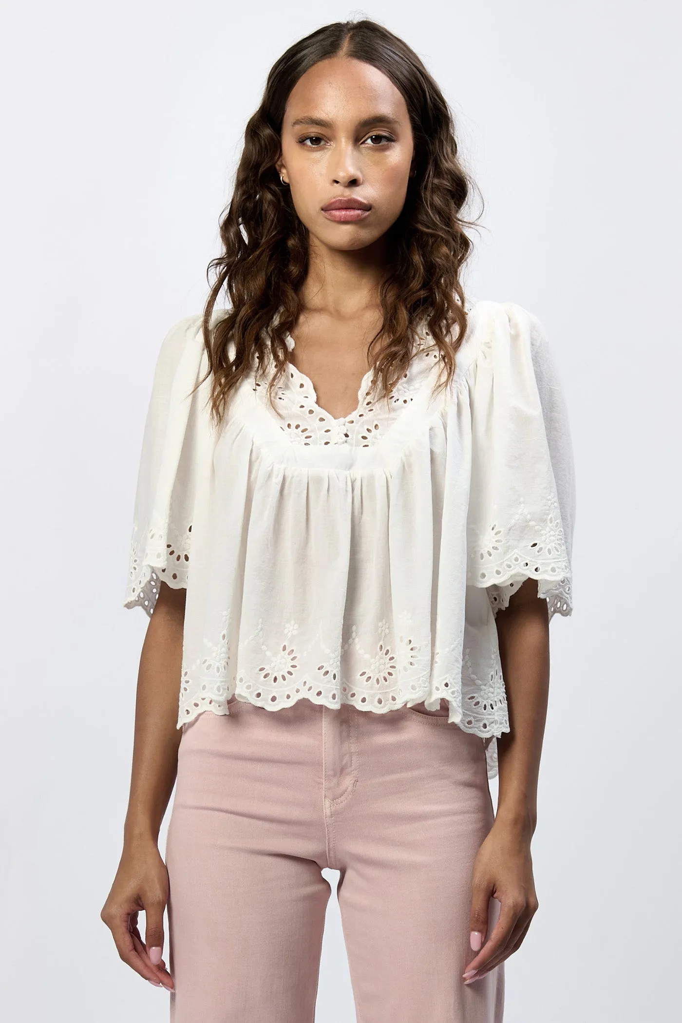 LANIA SHORT SLEEVE RELAXED FIT TOP WHITE