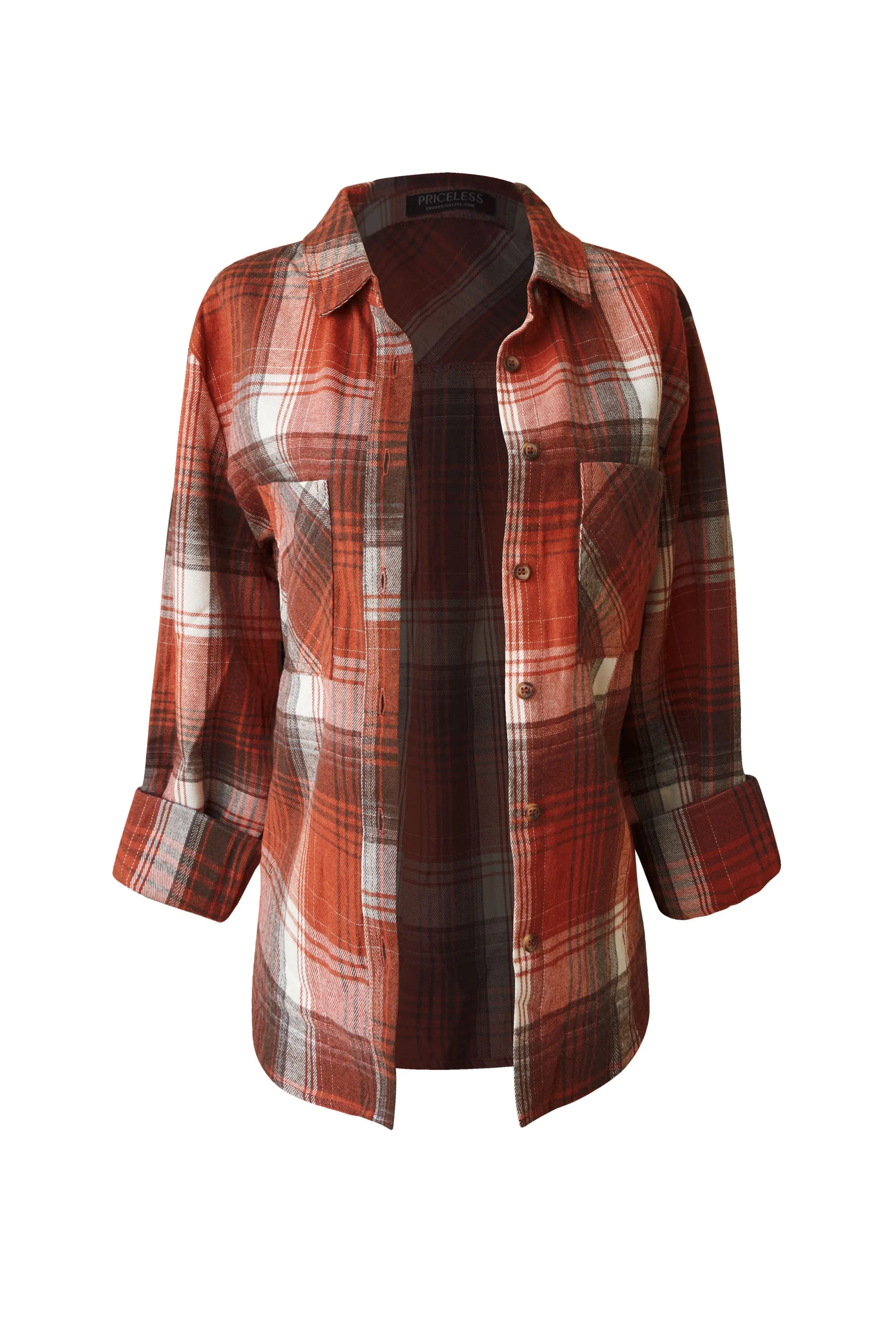 Lauren Rust Plaid Top