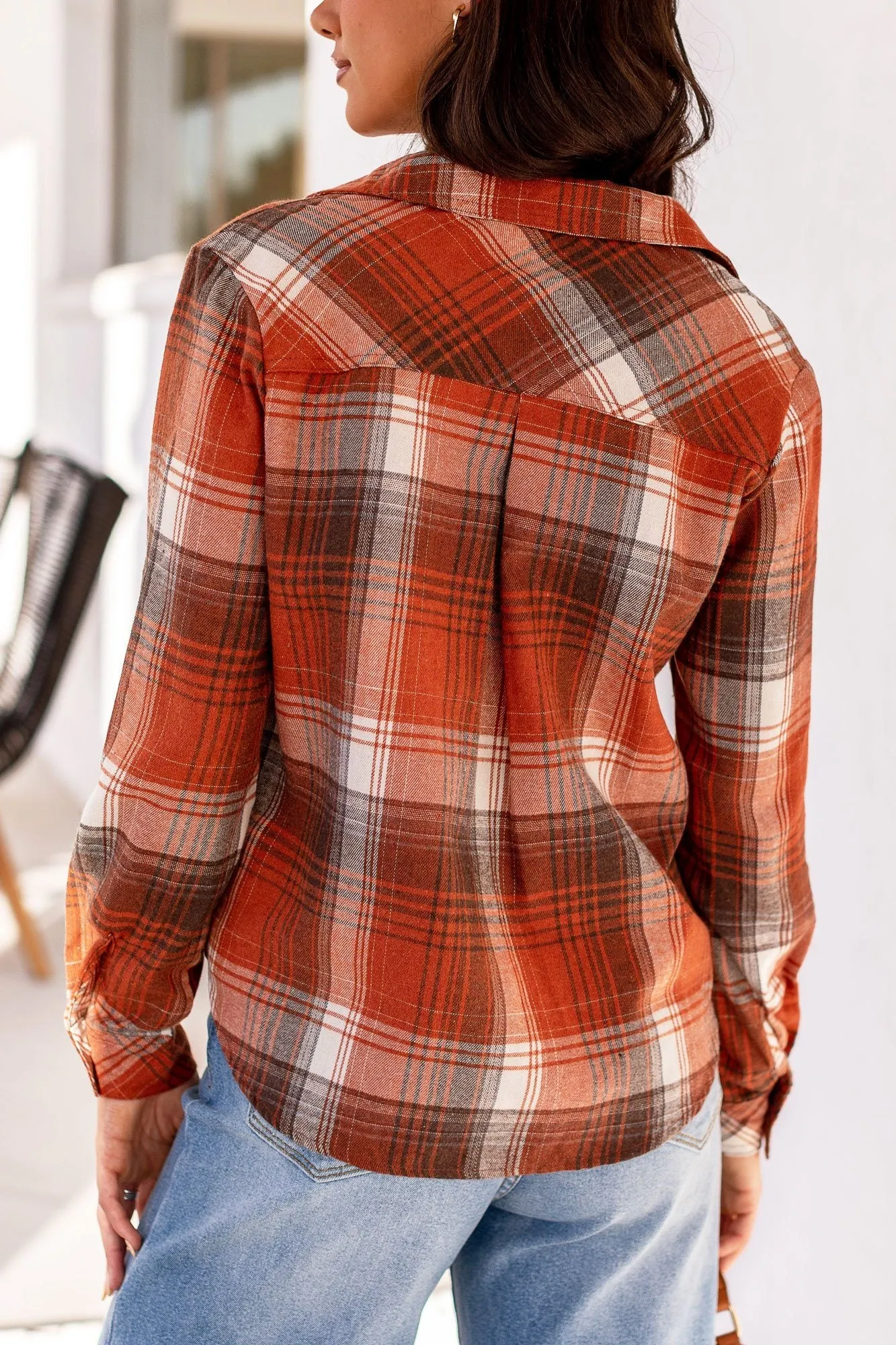 Lauren Rust Plaid Top