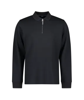 Legra Zip Neck Lux Jersey Long Sleeve Polo - Navy