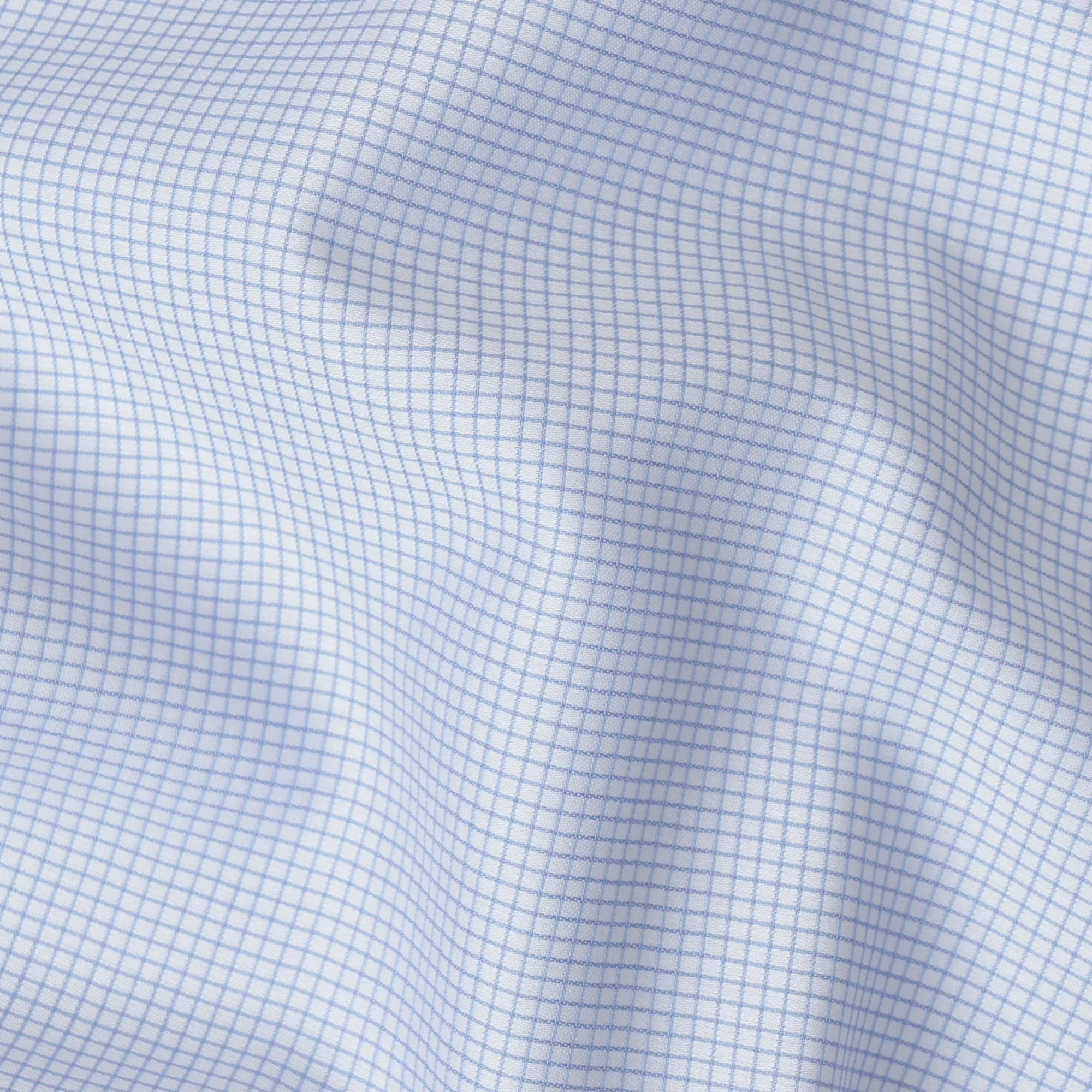 Light Blue and White Micro Check 100% Cotton Shirting Fabric, 150 cm Width, Made in Italy-D20481