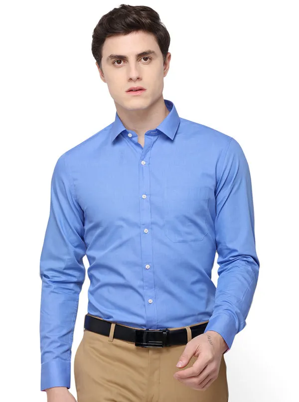 Light Blue Solid Slim Fit Formal Shirt | JadeBlue