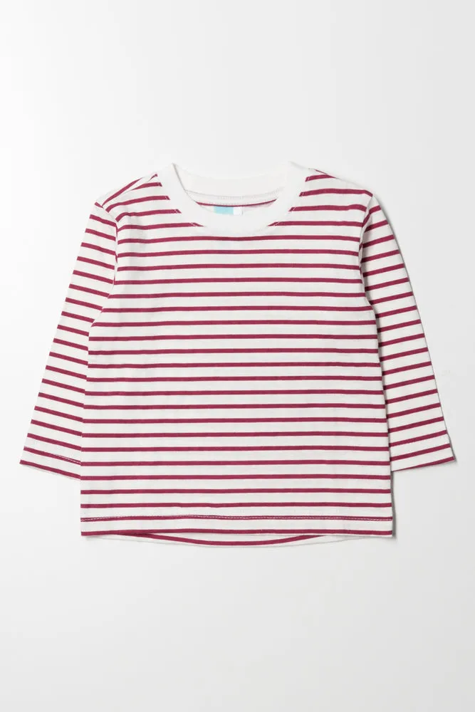 Long Sleeve Stripe T Shirt Red And White