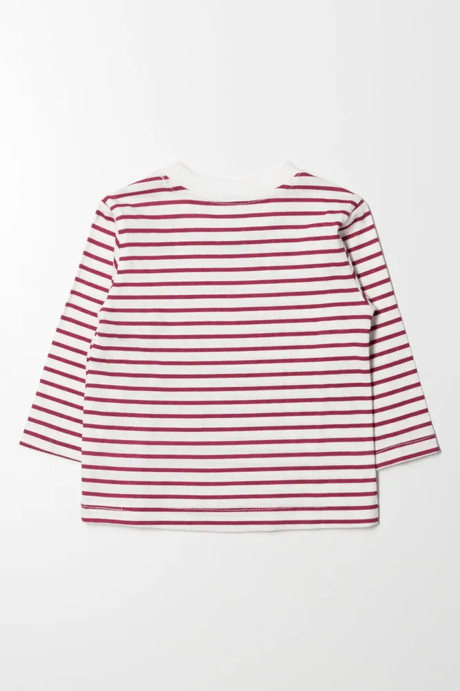 Long Sleeve Stripe T Shirt Red And White