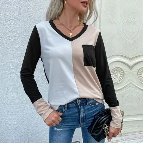 Loose Wholesale Blouses Women Outfits Casual Colorblock Style