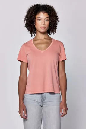 MADELYN V-NECK SHORT SLEEVE RELAXED FIT TOP TERRACOTTA