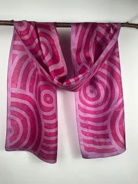 “Magenta Ripple Effect”- Hand-dyed Silk Scarf - $130