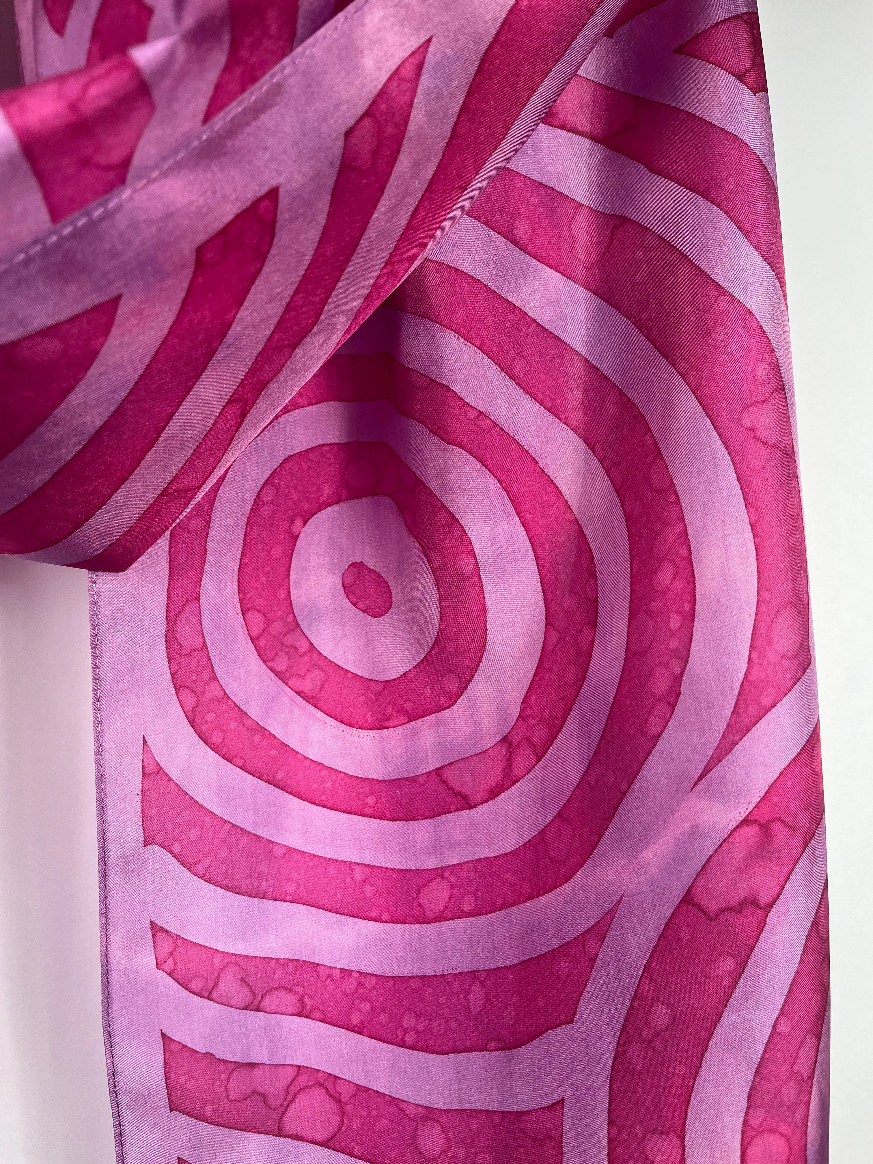 “Magenta Ripple Effect”- Hand-dyed Silk Scarf - $130