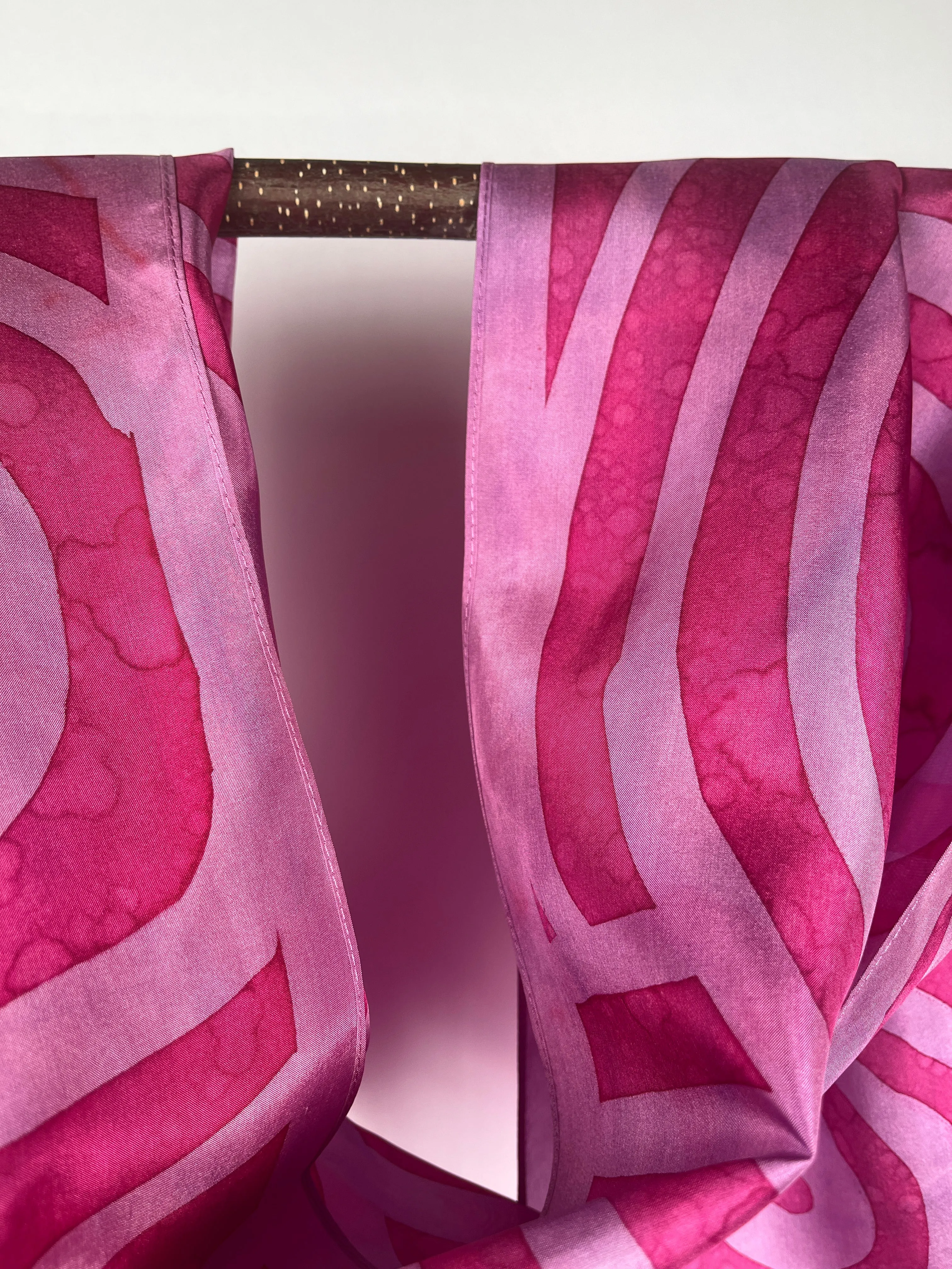 “Magenta Ripple Effect”- Hand-dyed Silk Scarf - $130