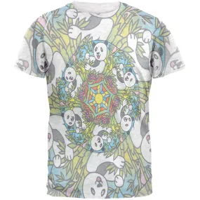 Mandala Trippy Stained Glass Panda Mens T Shirt