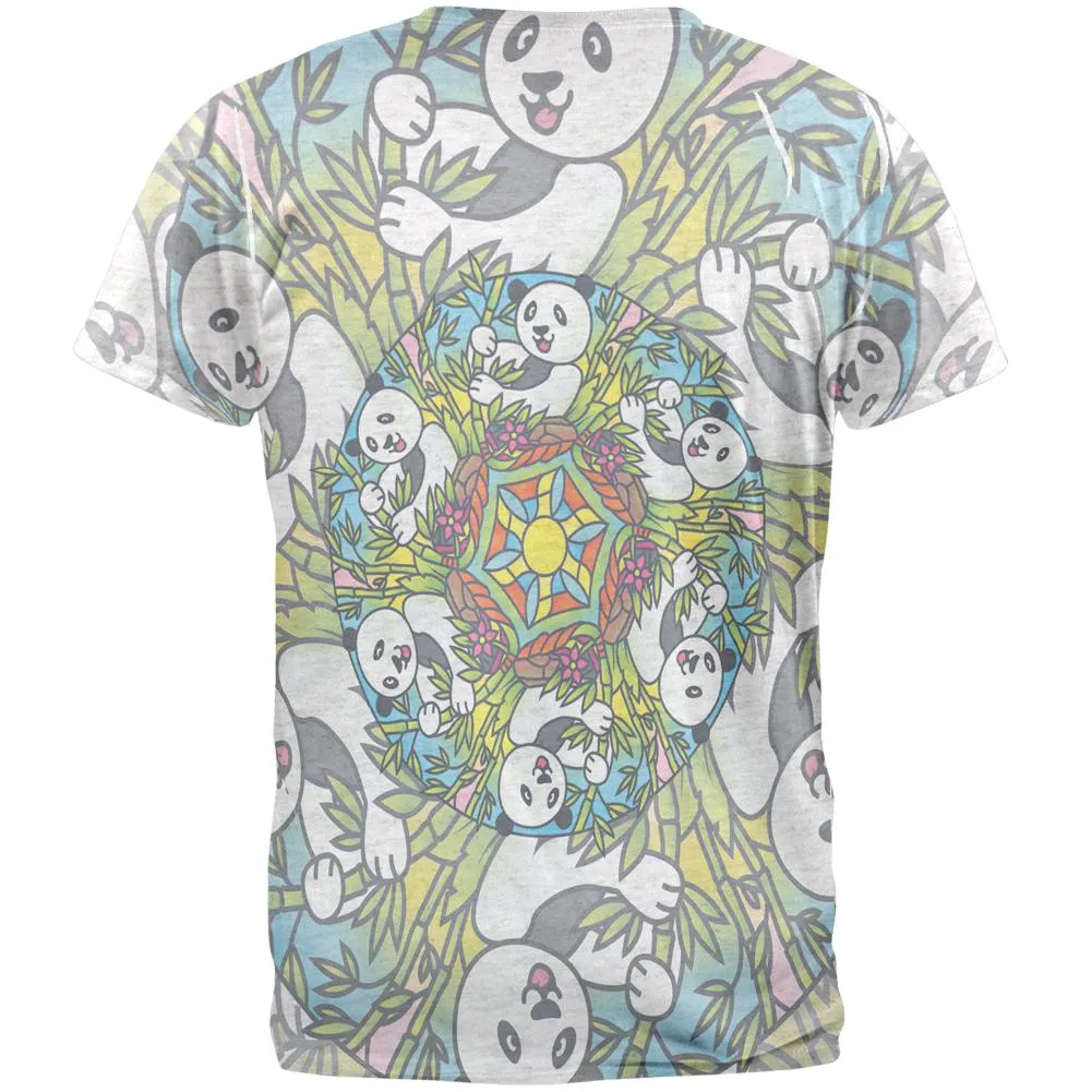 Mandala Trippy Stained Glass Panda Mens T Shirt