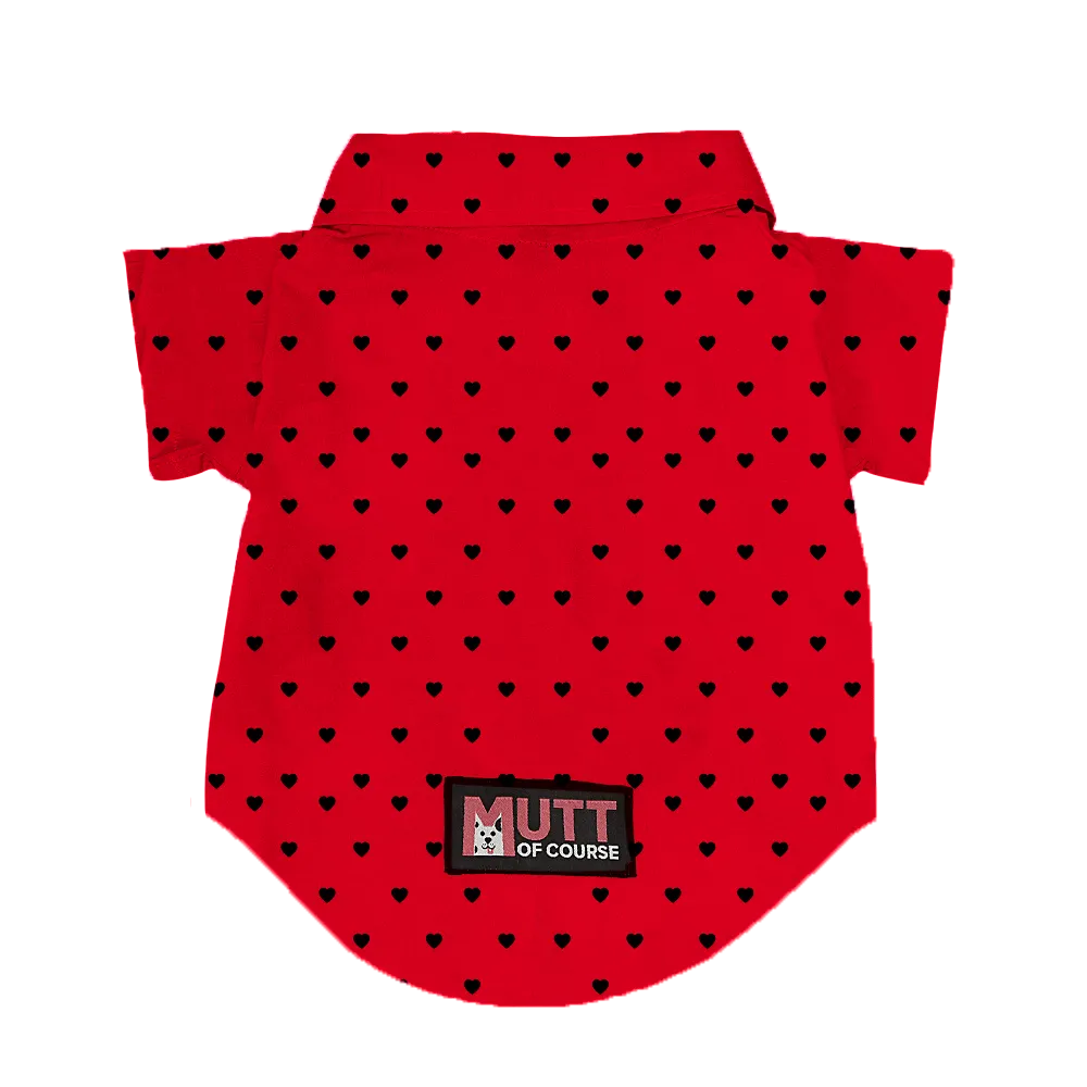 Matching Little Hearts Dog Shirt & Dog Bow Tie  | Adjustable Bow Tie for Dogs | Breathable Fabric Shirt for Dogs