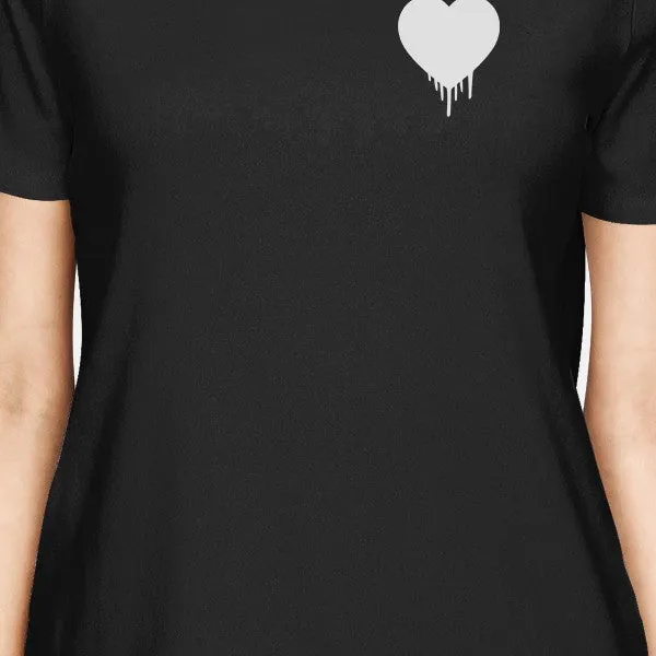 Melting Heart Women's Black T-shirt Lovely Design Round-Neck Shirt