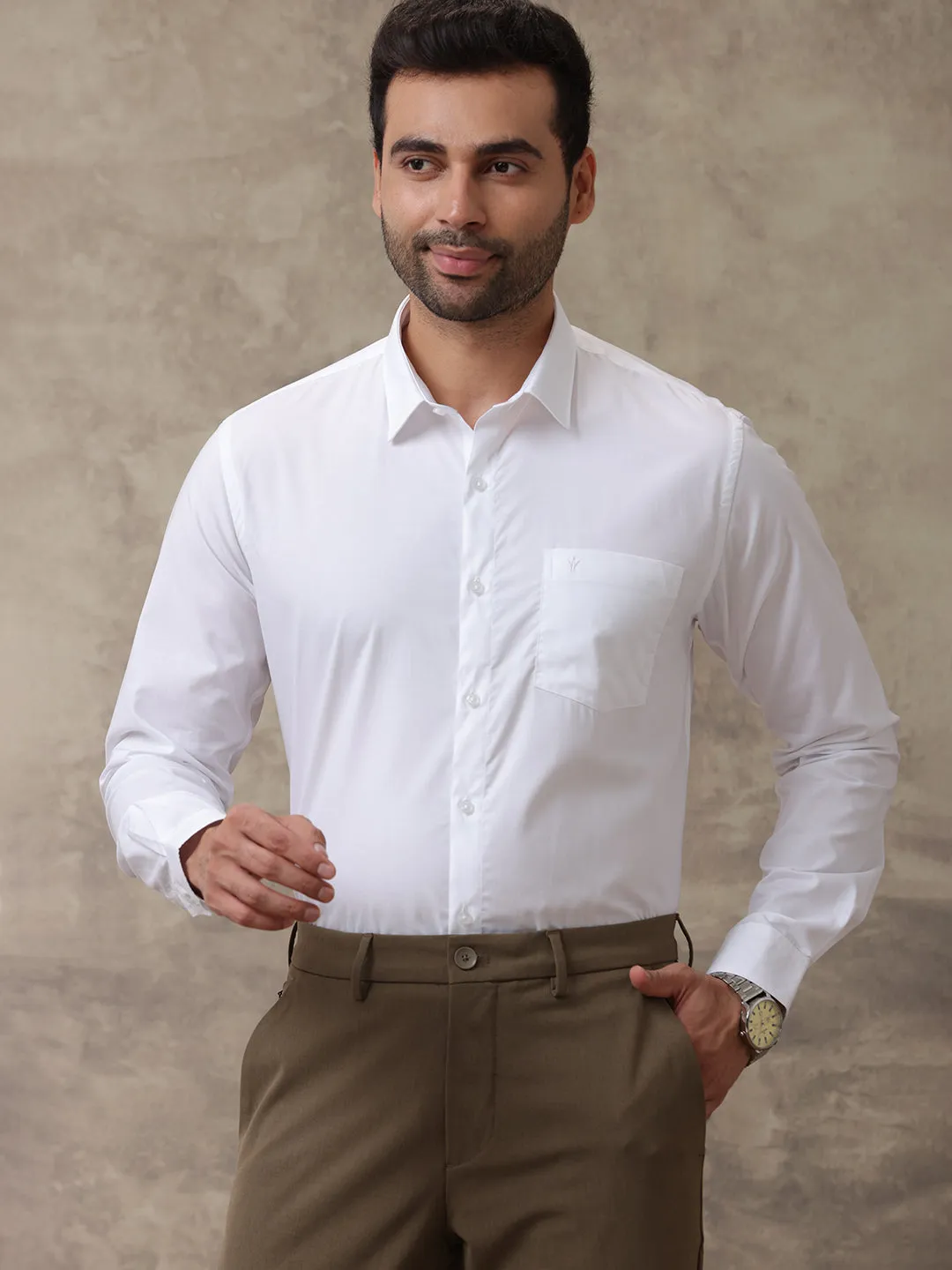 Men Giza Cotton White Shirt _5001