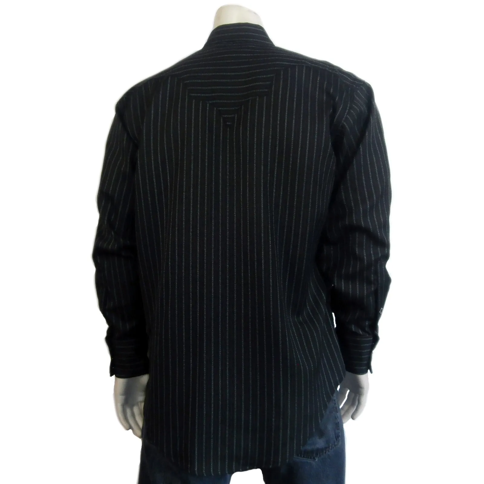 Men's Black & Red Rayon Stripe Western Shirt