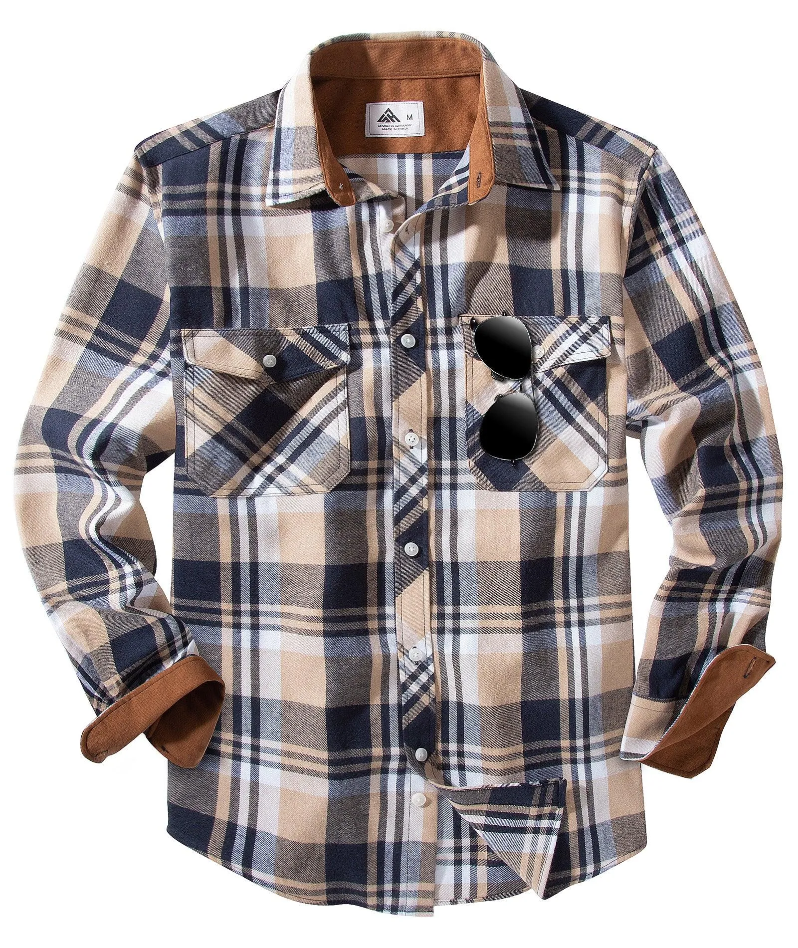 Men's Button Up Relax Fit Plaid Shirt-ZPK006565