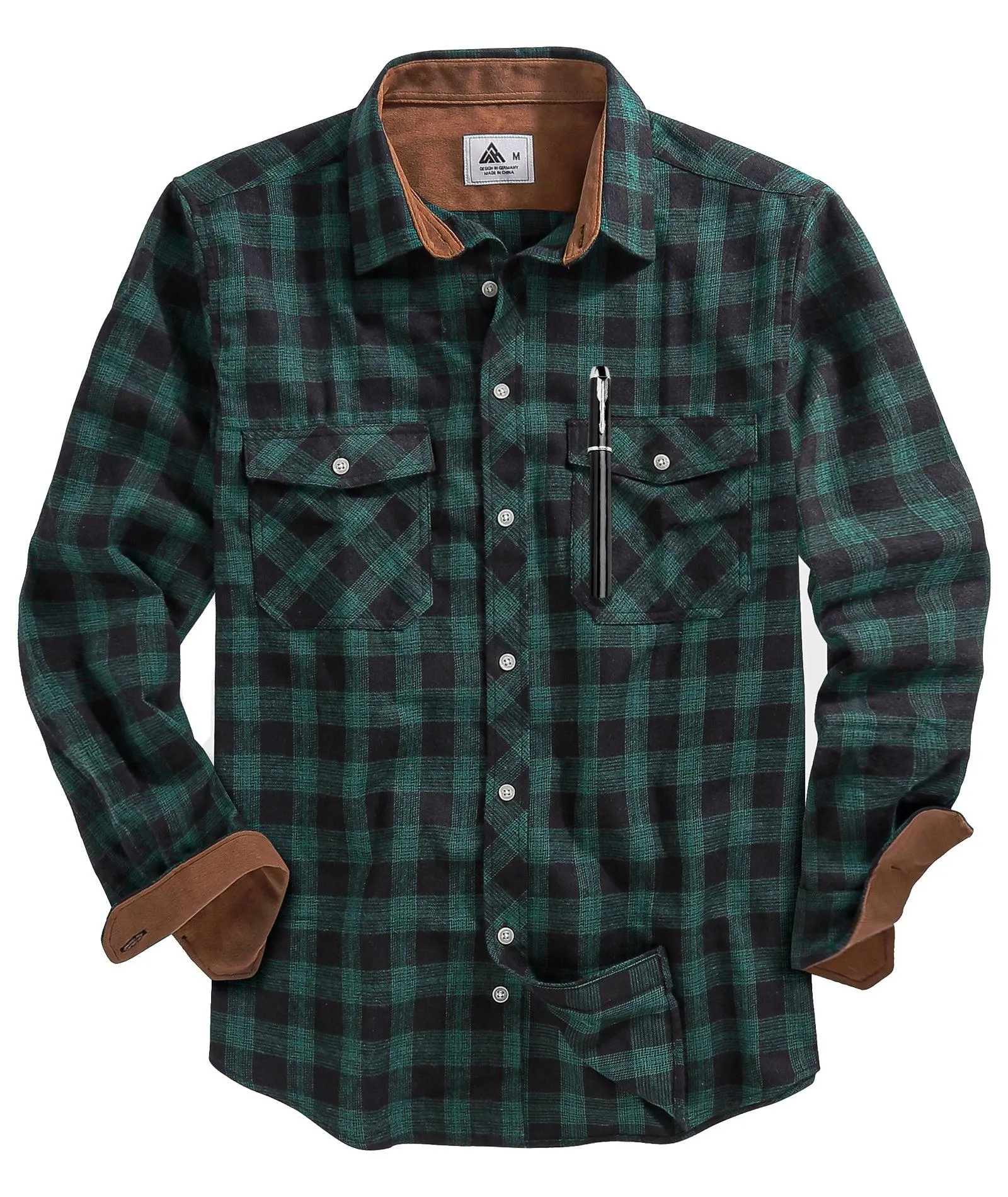 Men's Button Up Relax Fit Plaid Shirt-ZPK006565