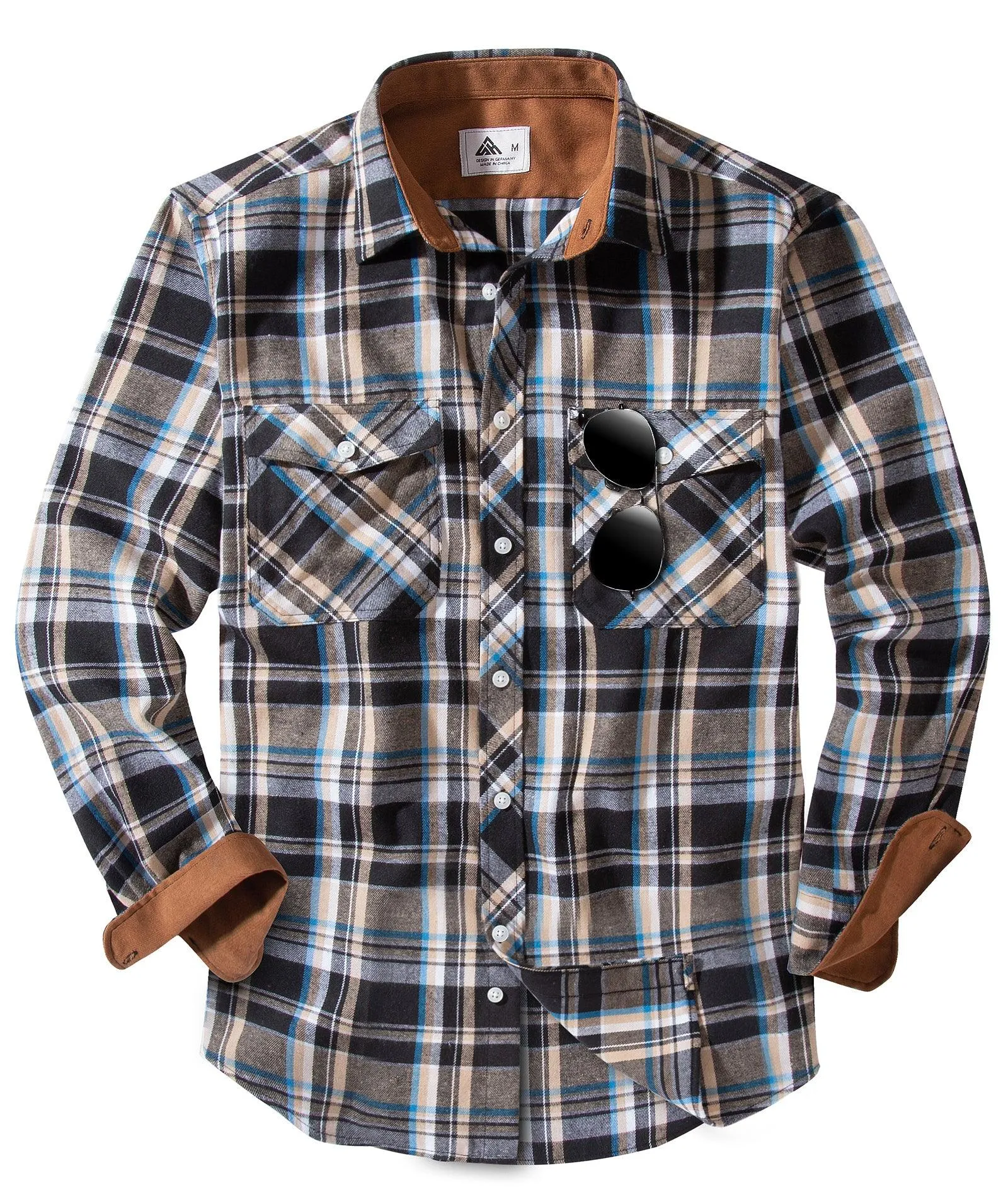 Men's Button Up Relax Fit Plaid Shirt-ZPK006565