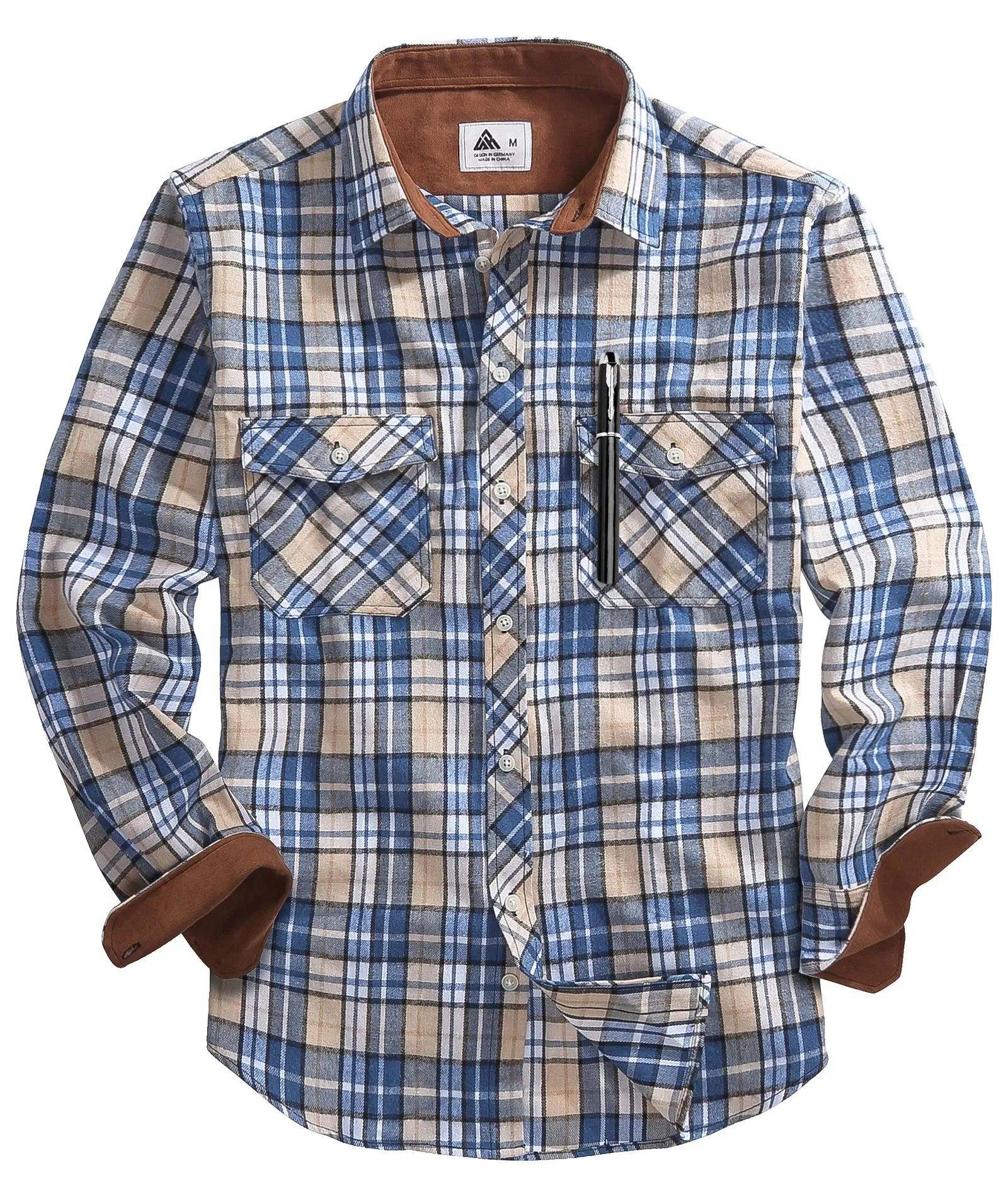 Men's Button Up Relax Fit Plaid Shirt-ZPK006565