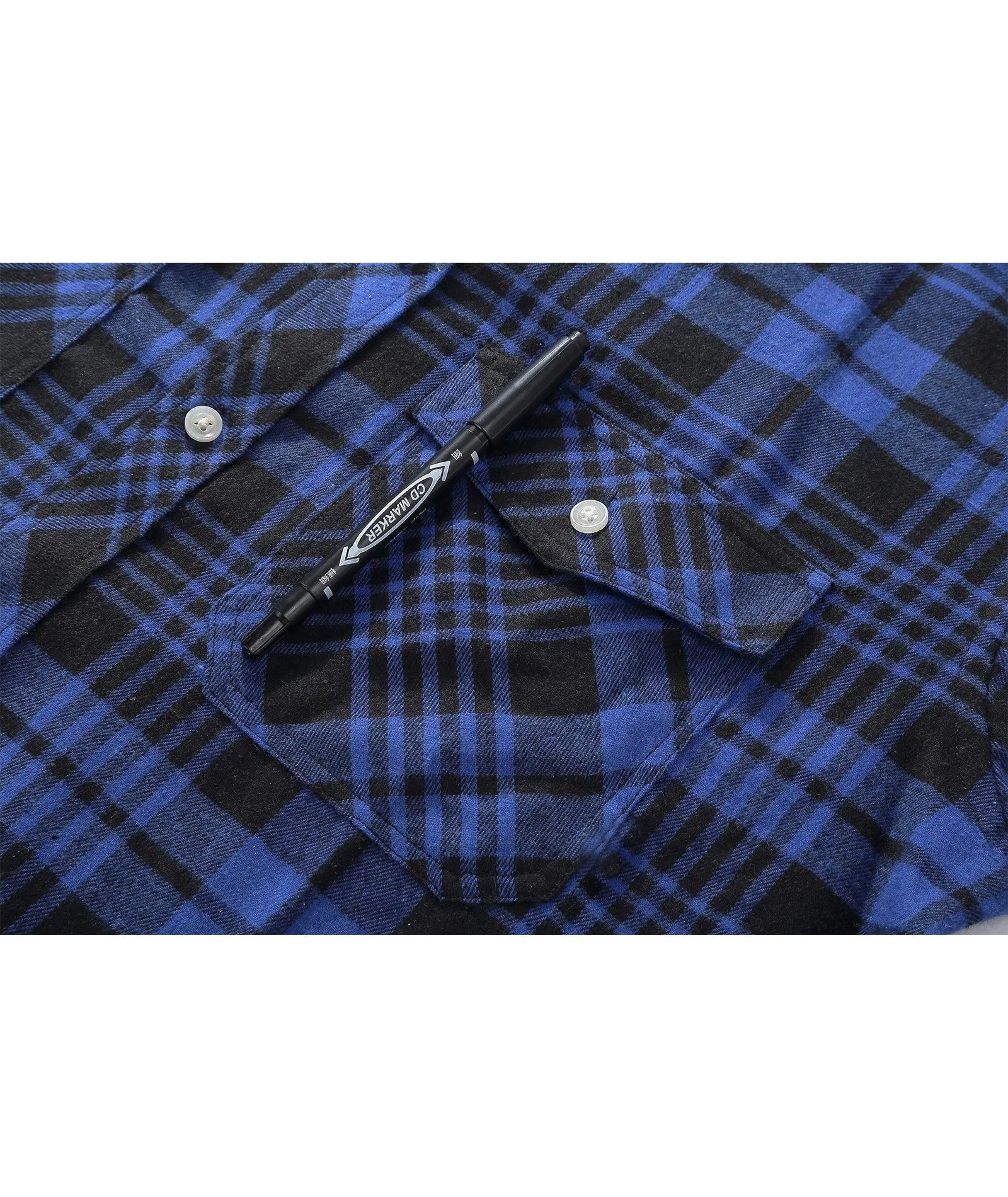 Men's Button Up Relax Fit Plaid Shirt-ZPK006565