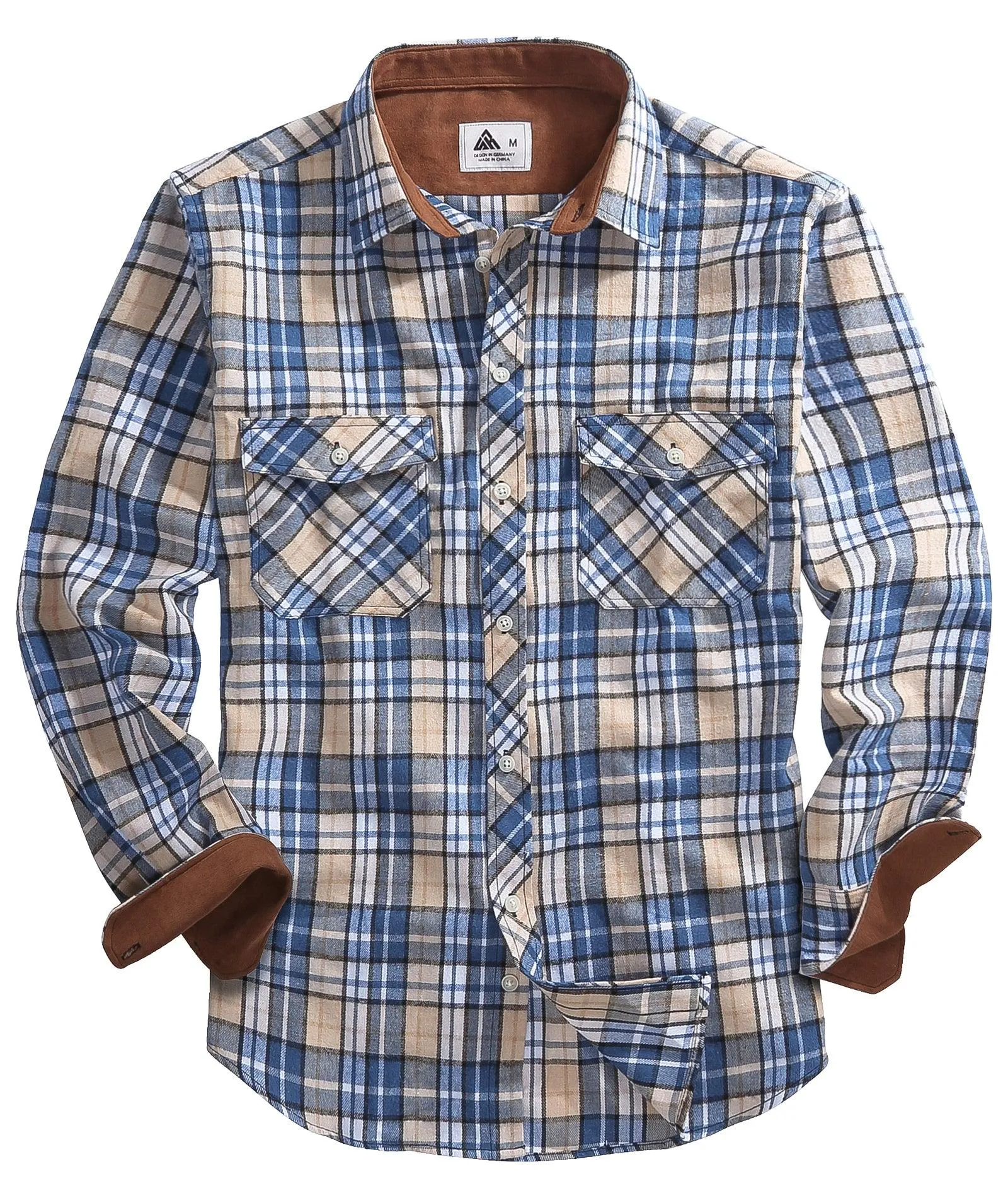 Men's Button Up Relax Fit Plaid Shirt-ZPK006565