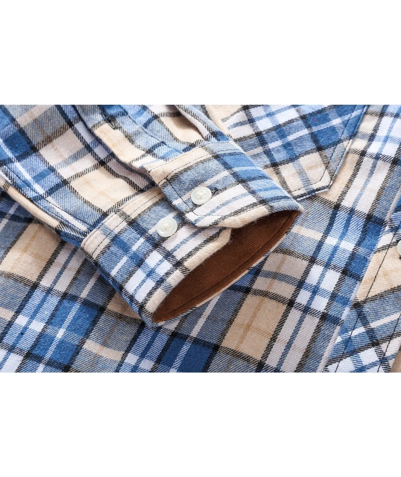 Men's Button Up Relax Fit Plaid Shirt-ZPK006565