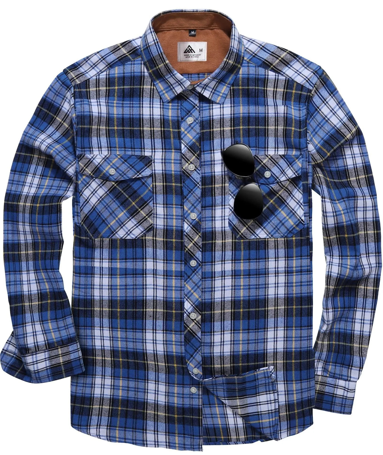 Men's Button Up Relax Fit Plaid Shirt-ZPK006565