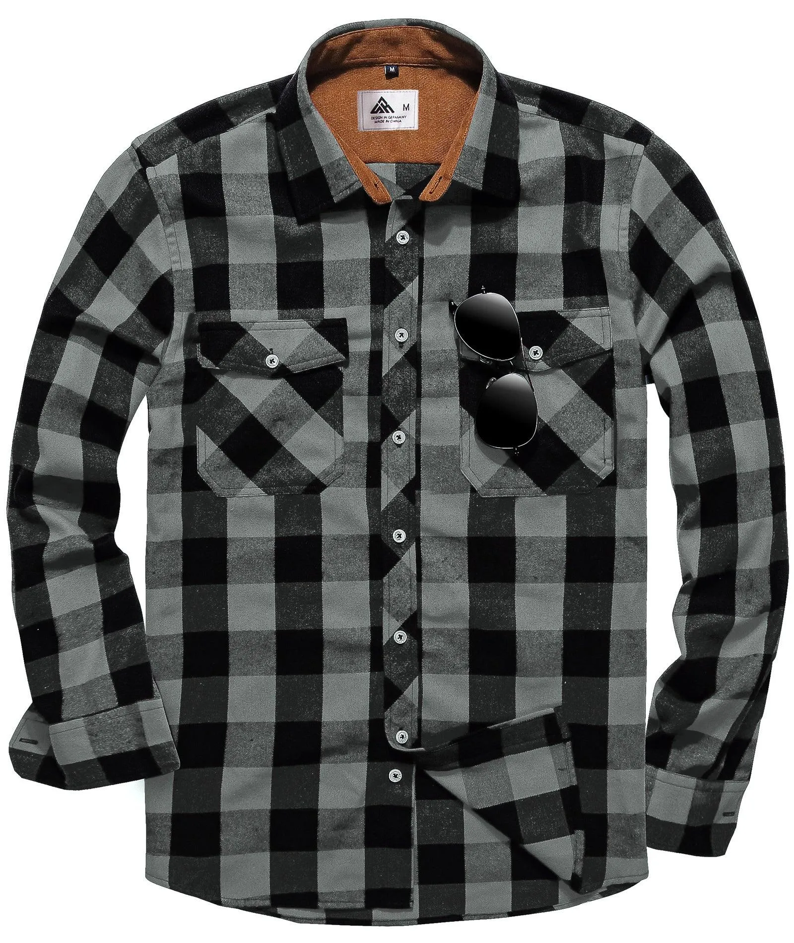 Men's Button Up Relax Fit Plaid Shirt-ZPK006565