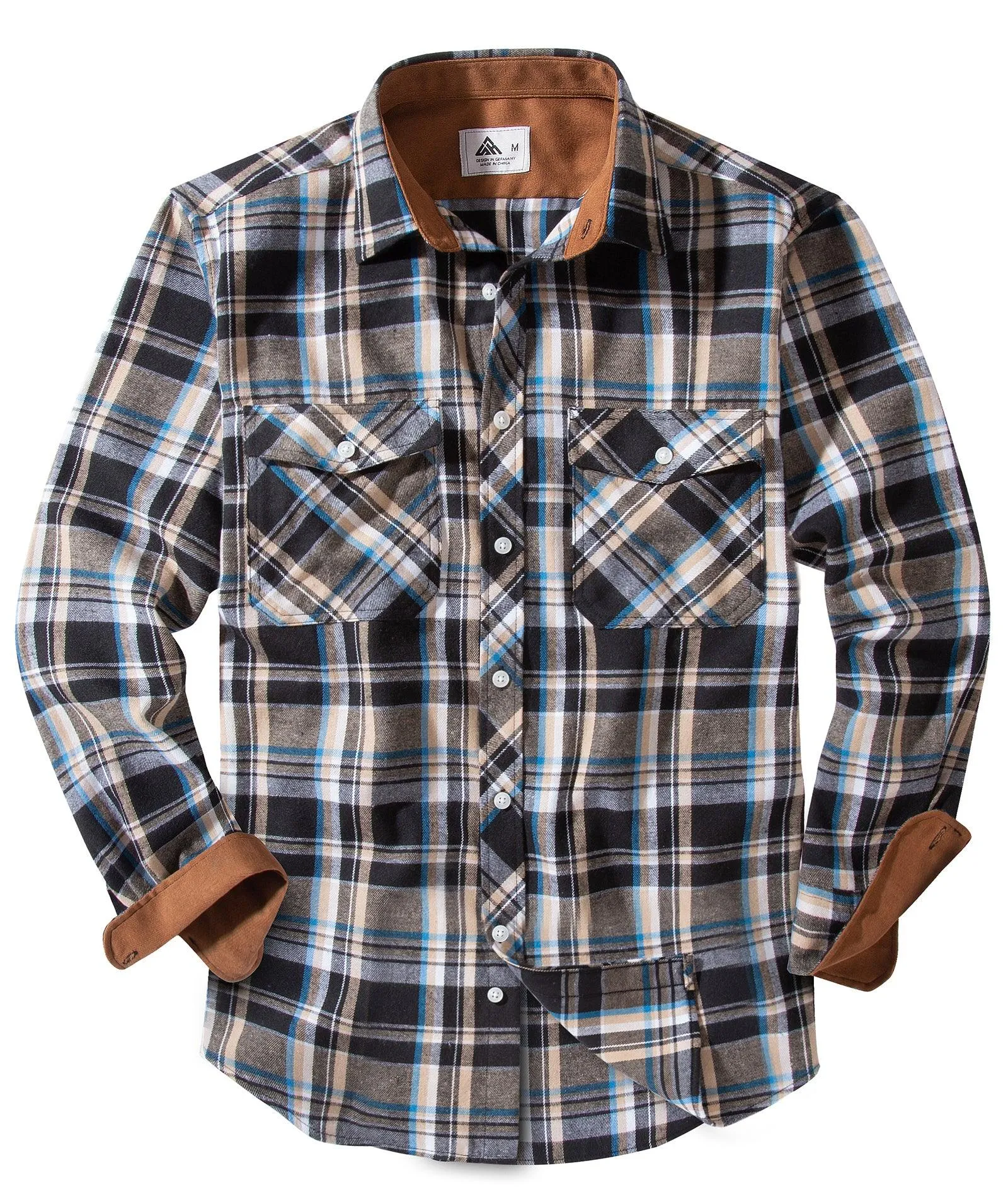 Men's Button Up Relax Fit Plaid Shirt-ZPK006565