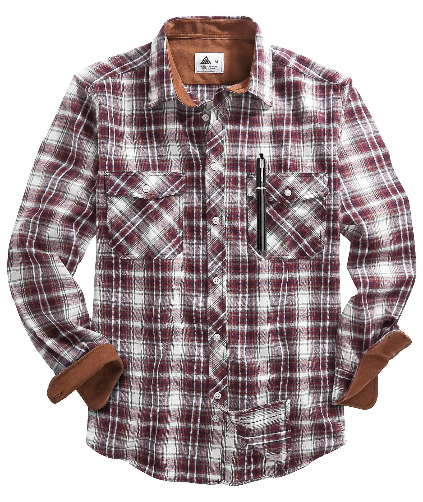 Men's Casual Double Pocket Plaid Shirt-ZPK006241