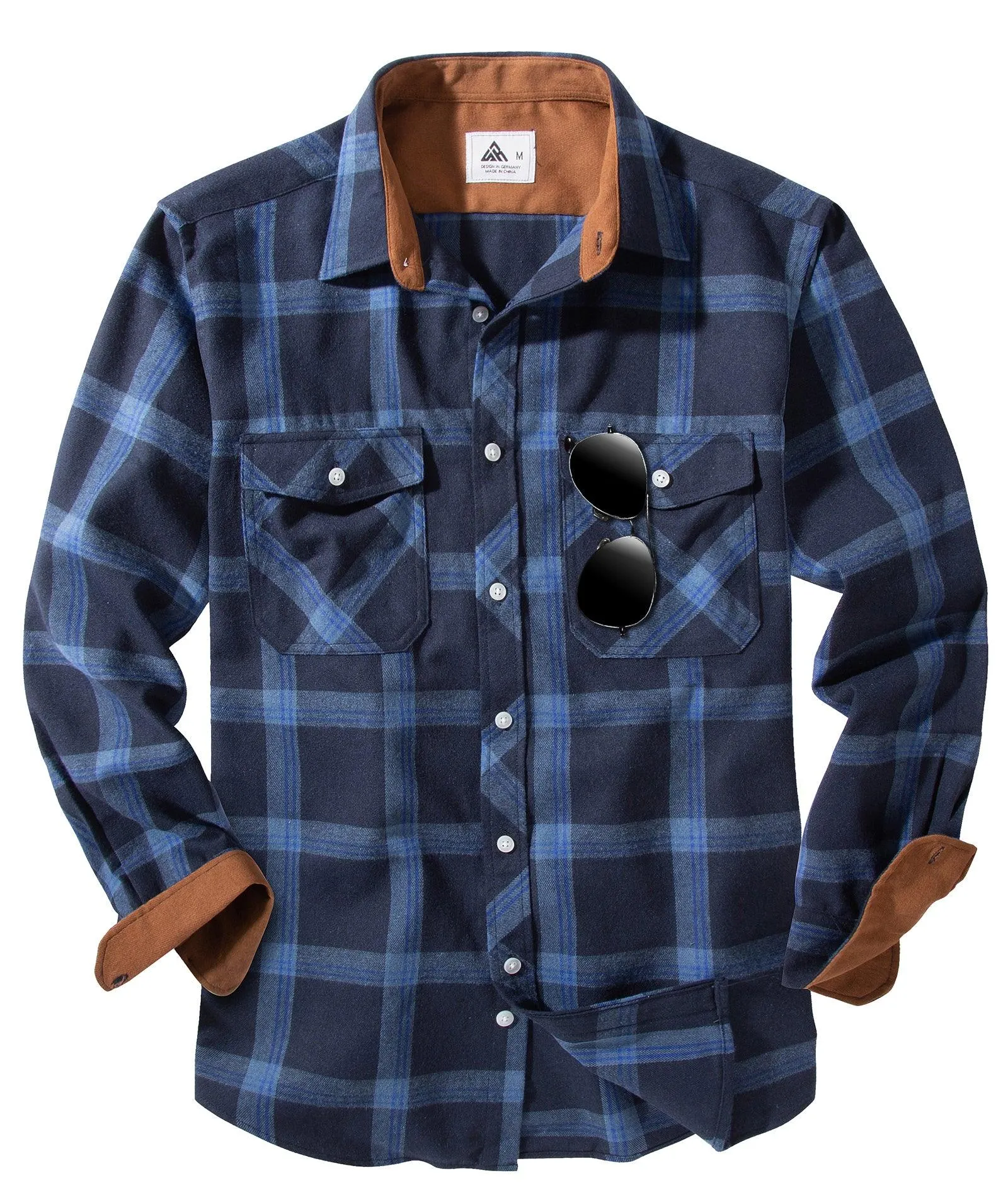 Men's Casual Double Pocket Plaid Shirt-ZPK006241