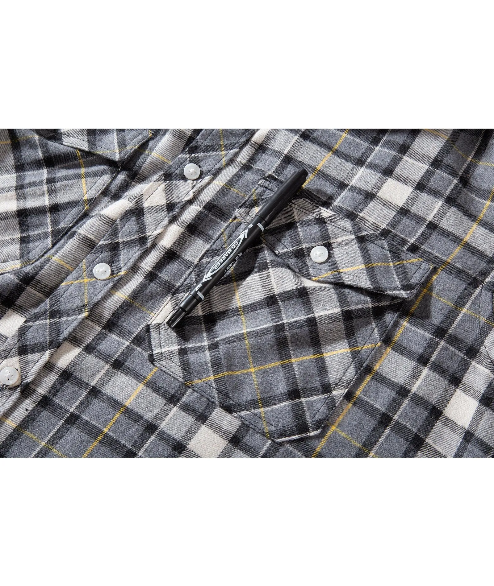 Men's Casual Double Pocket Plaid Shirt-ZPK006241