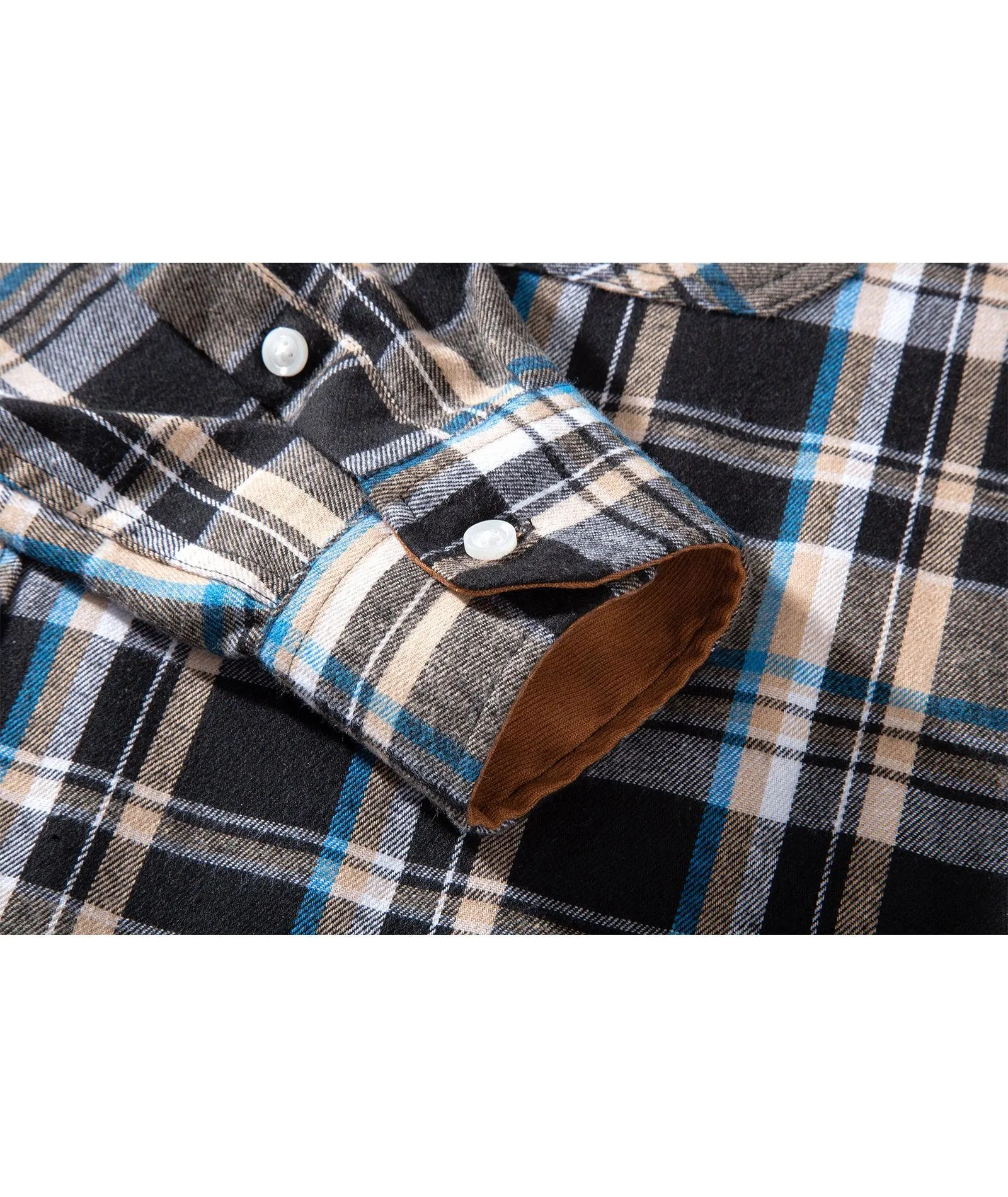 Men's Casual Double Pocket Plaid Shirt-ZPK006241