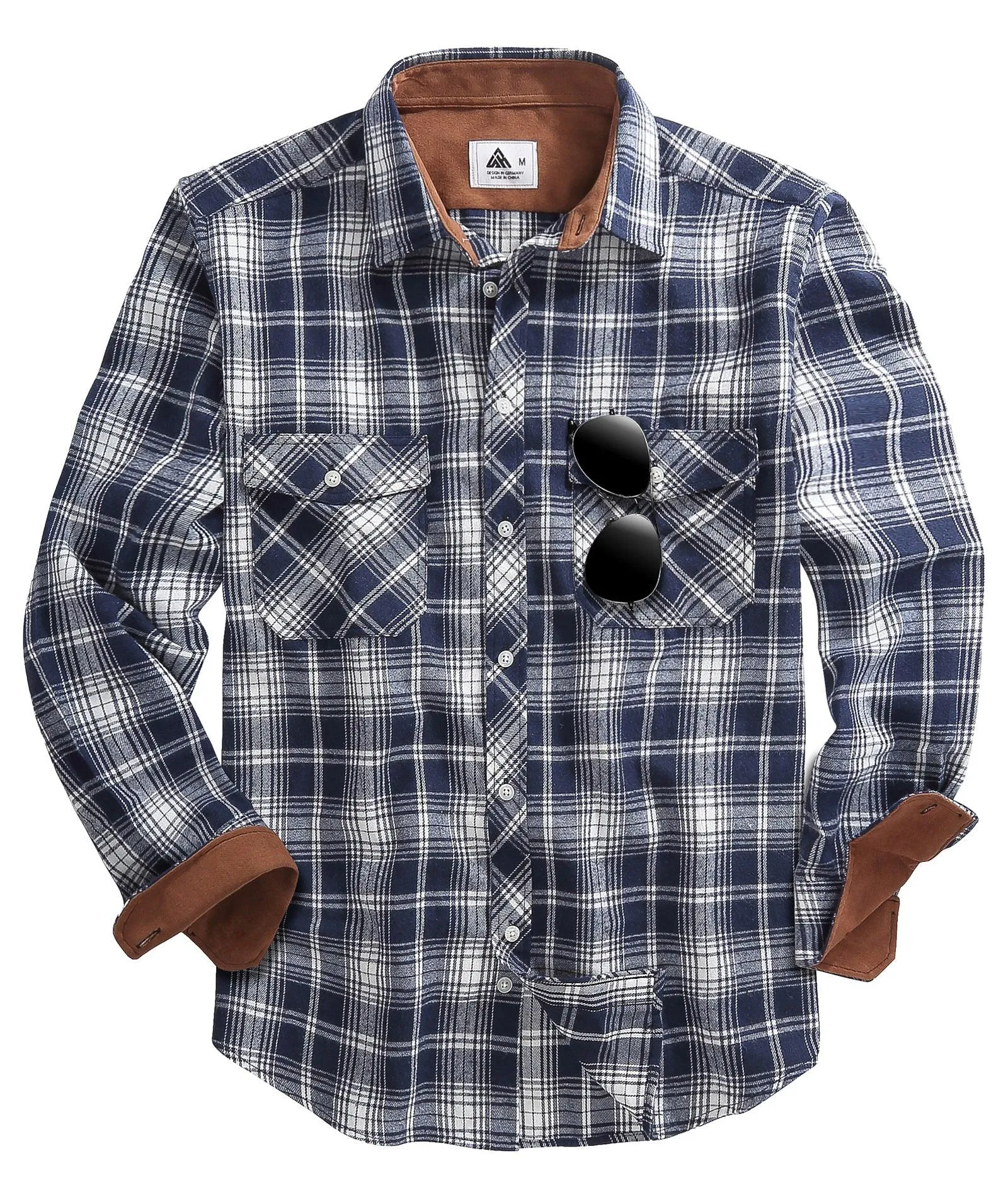 Men's Casual Double Pocket Plaid Shirt-ZPK006241