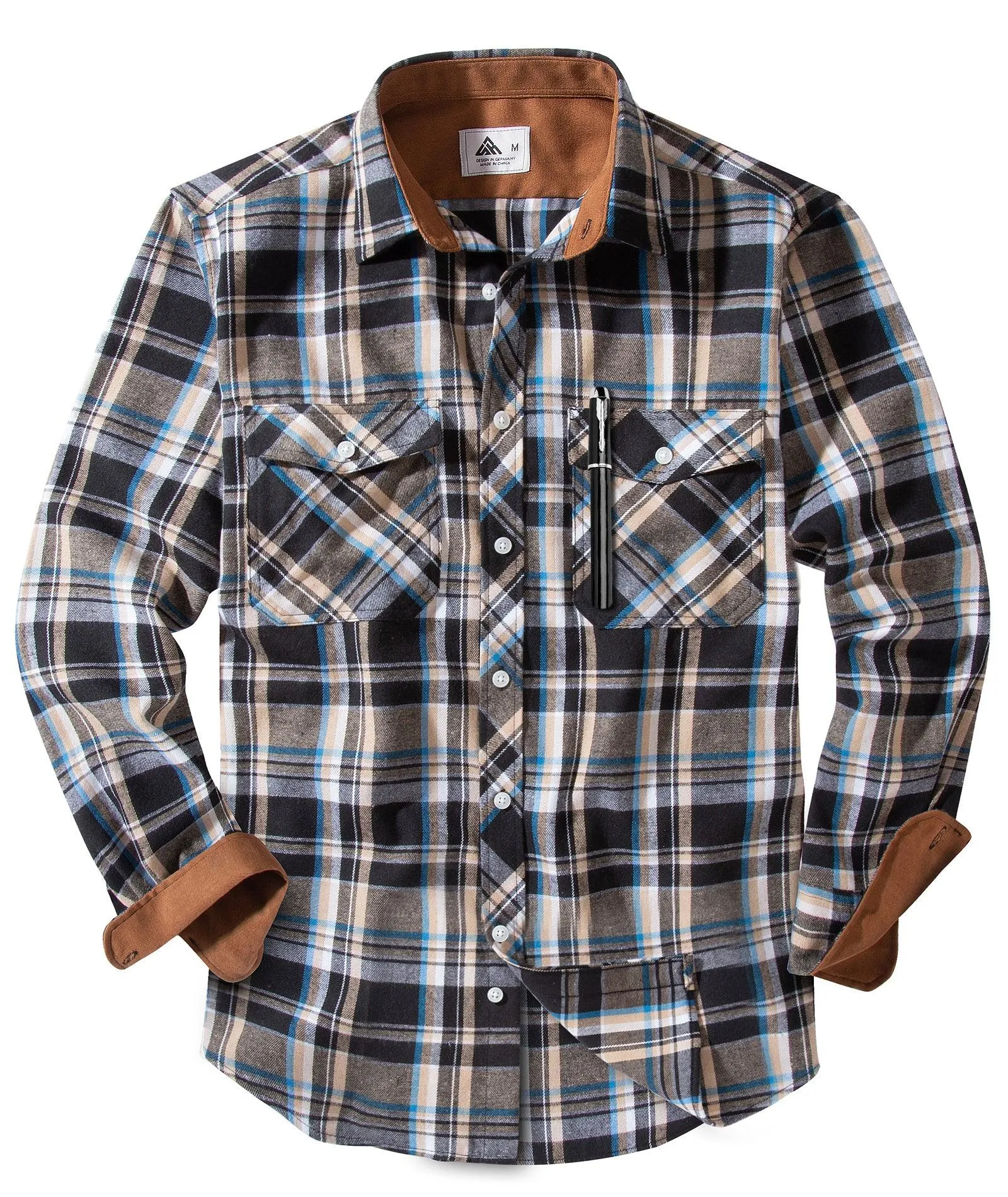 Men's Casual Double Pocket Plaid Shirt-ZPK006241