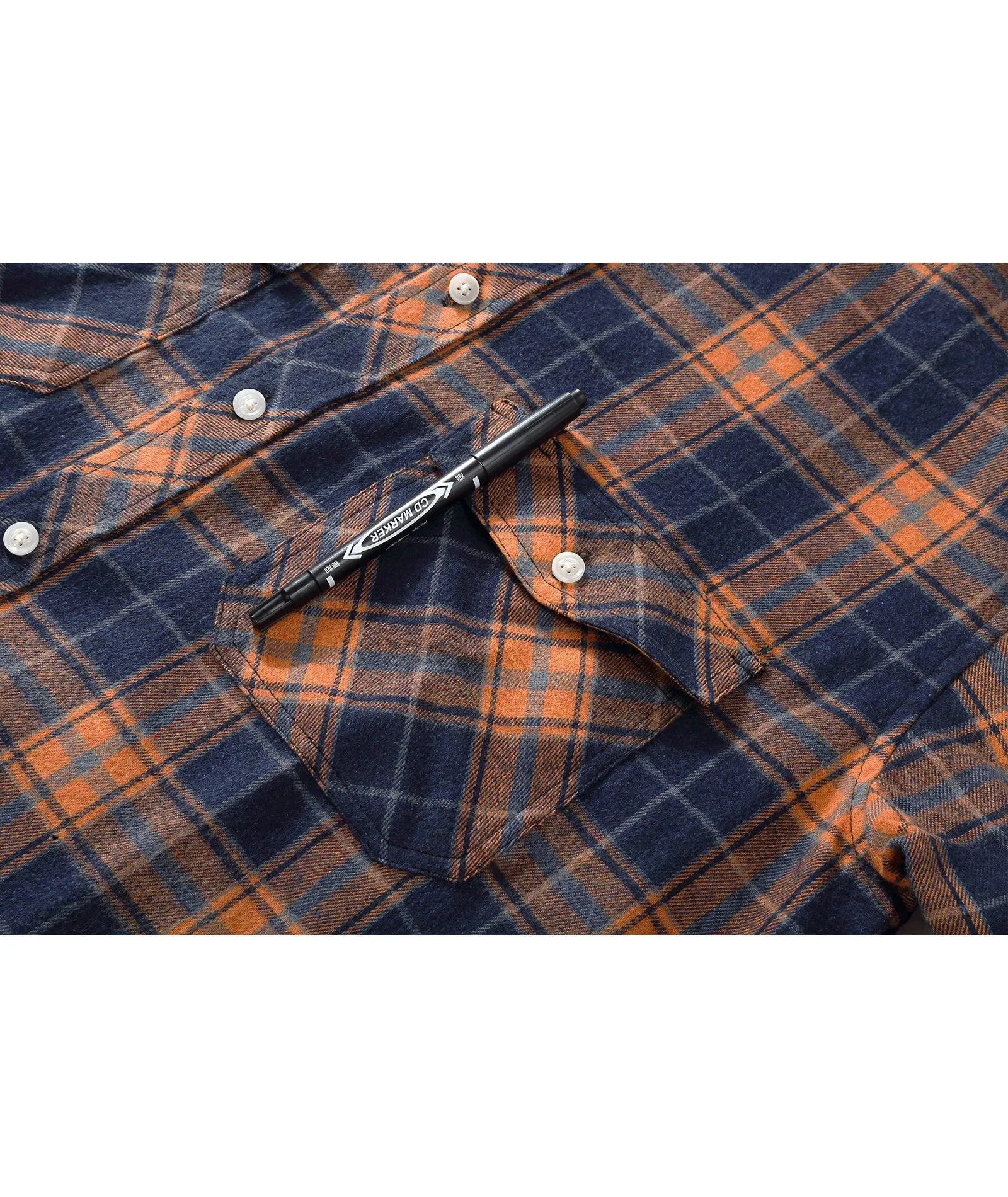 Men's Casual Double Pocket Plaid Shirt-ZPK006241