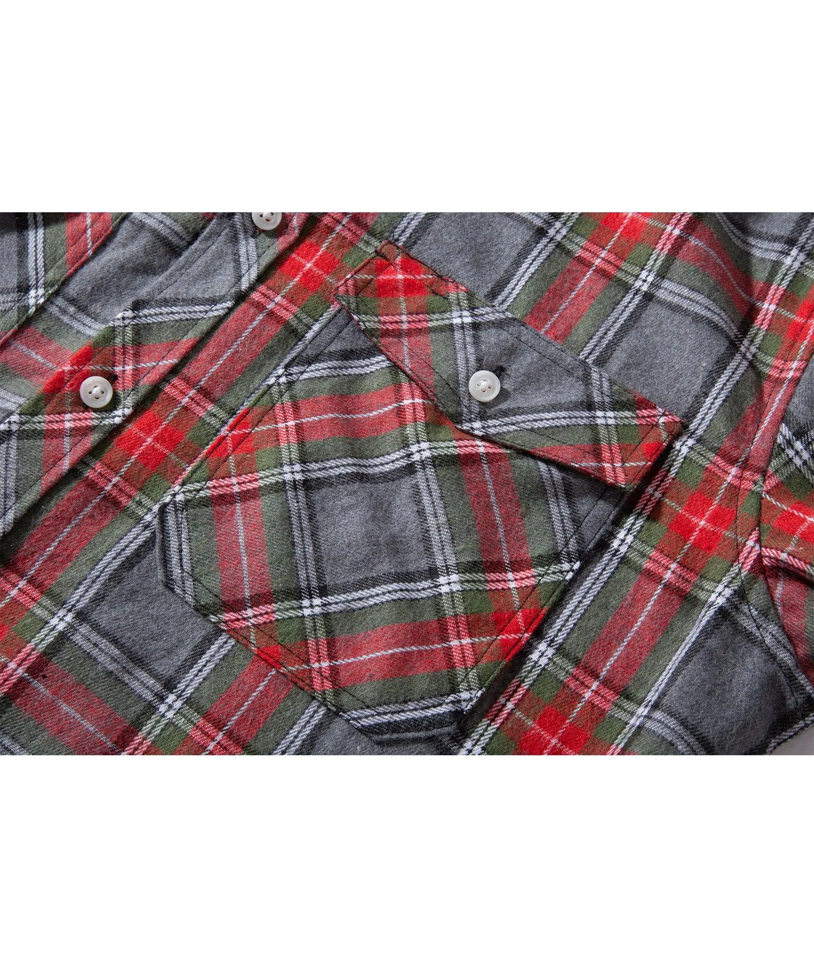 Men's Casual Double Pocket Plaid Shirt-ZPK006241