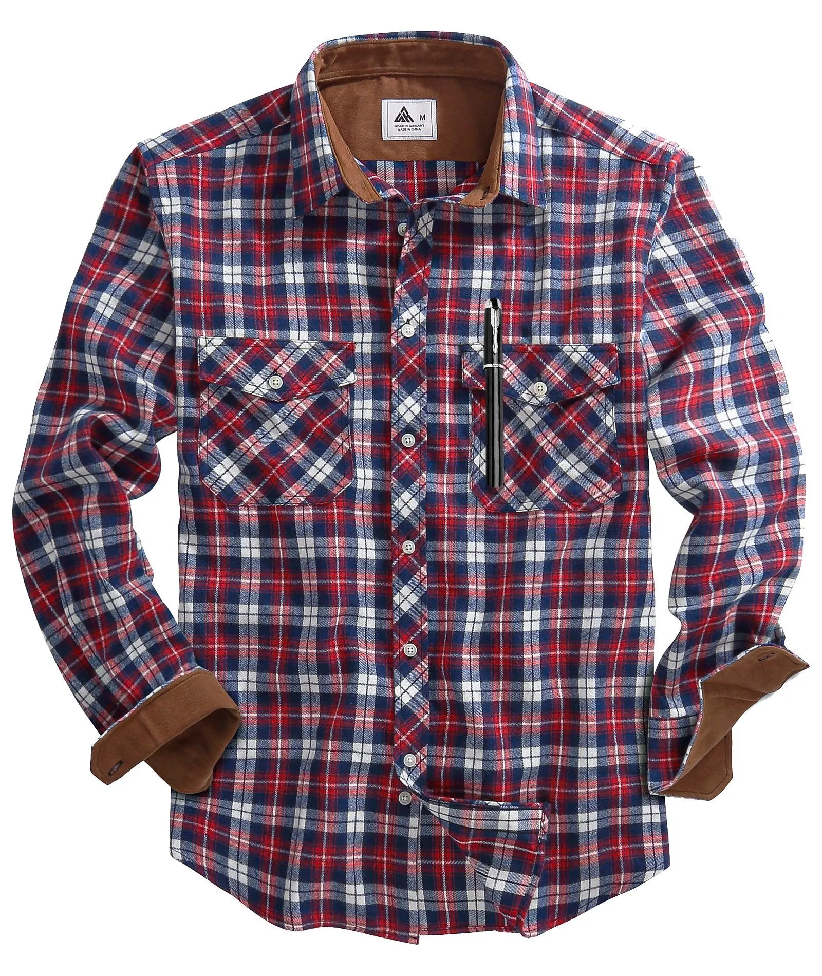 Men's Casual Double Pocket Plaid Shirt-ZPK006241