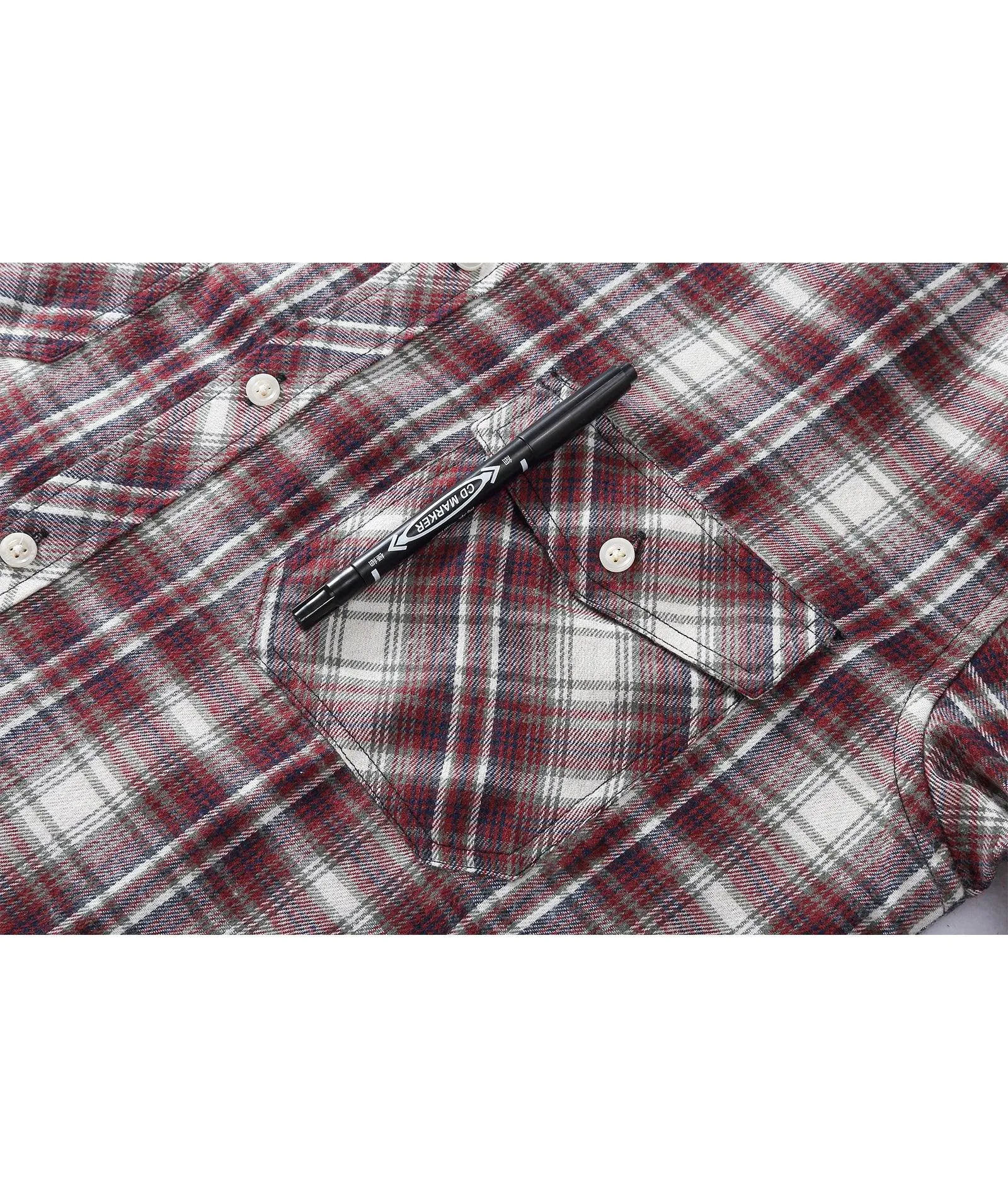 Men's Casual Double Pocket Plaid Shirt-ZPK006241