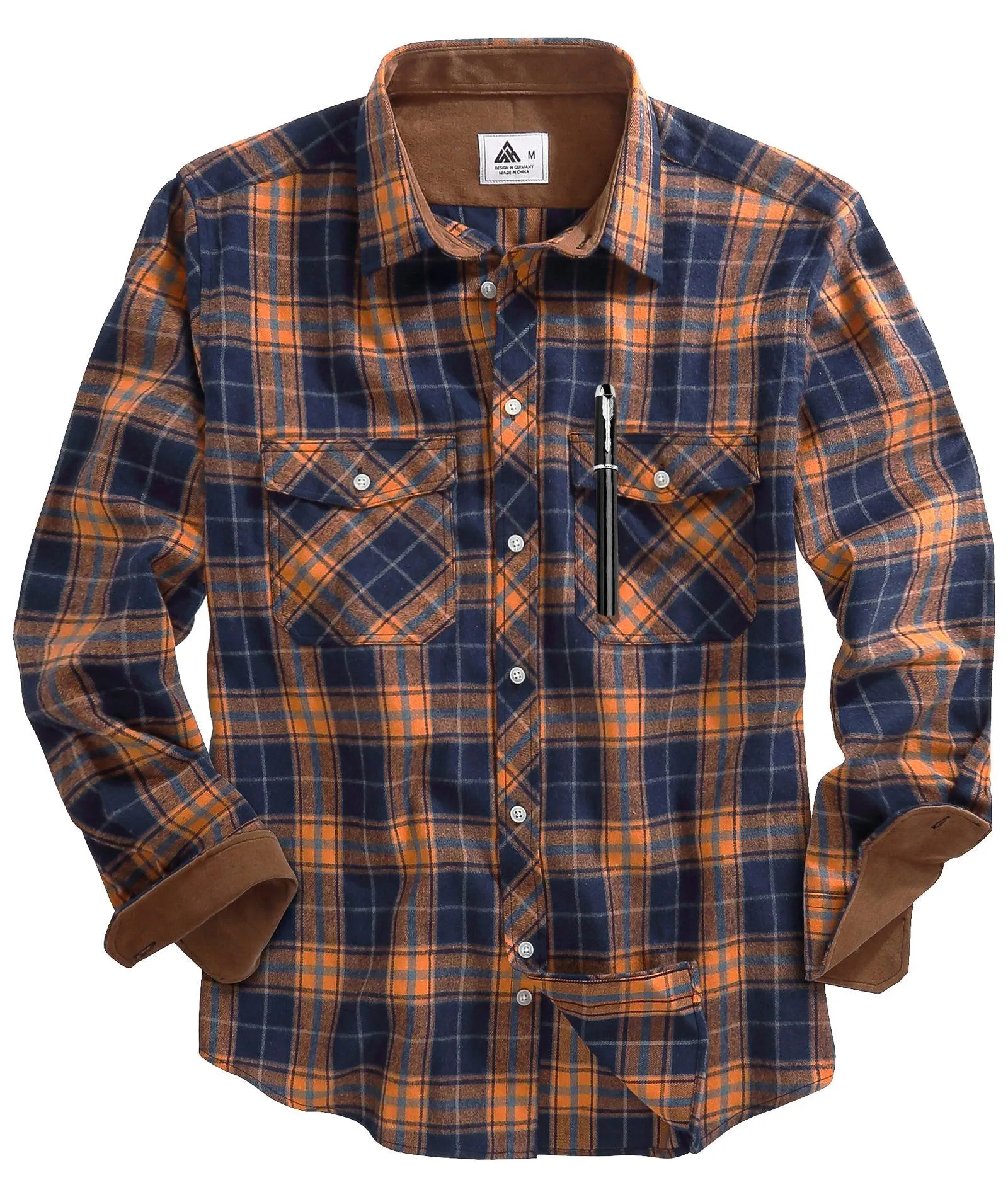 Men's Casual Double Pocket Plaid Shirt-ZPK006241