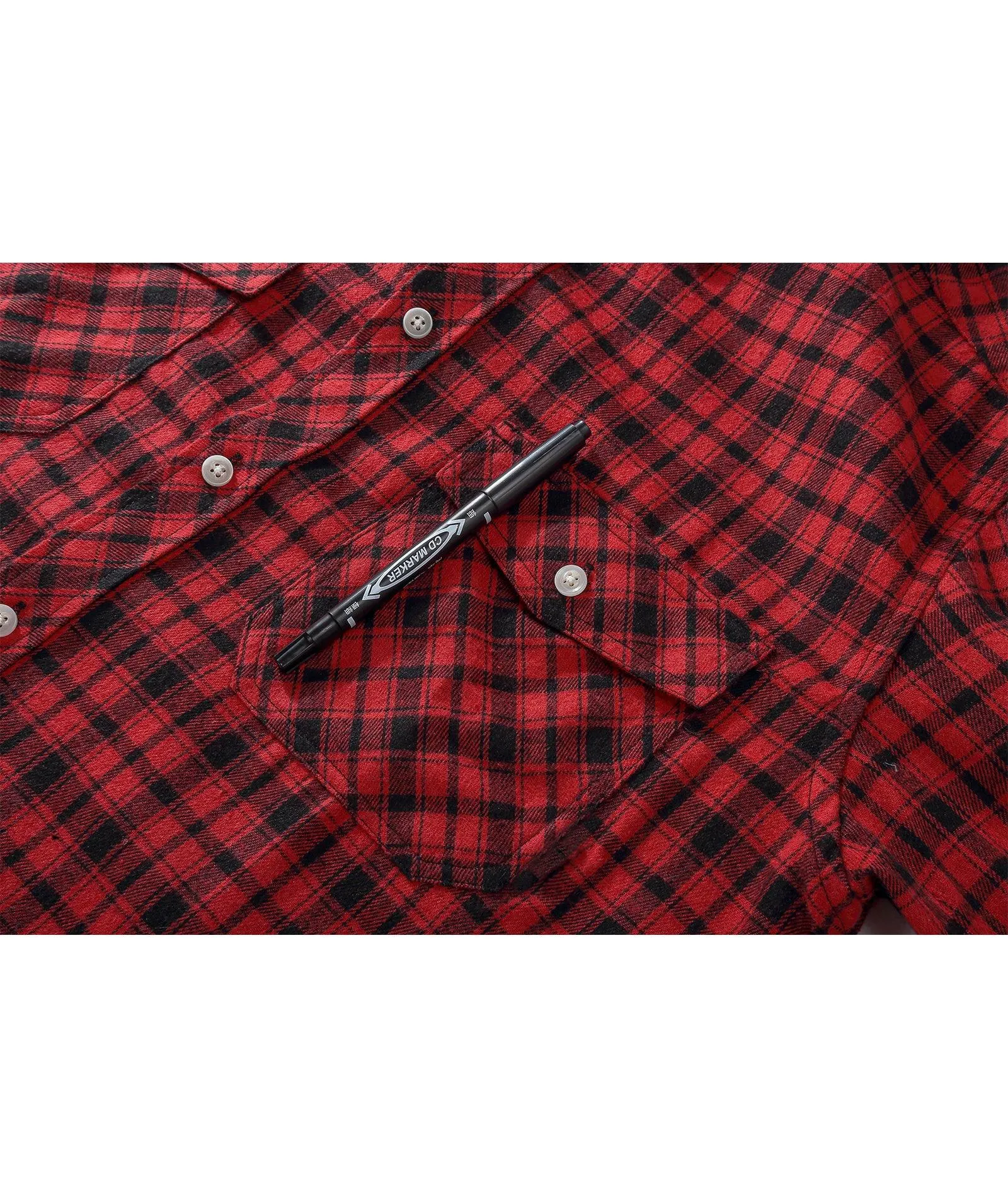 Men's Casual Double Pocket Plaid Shirt-ZPK006241