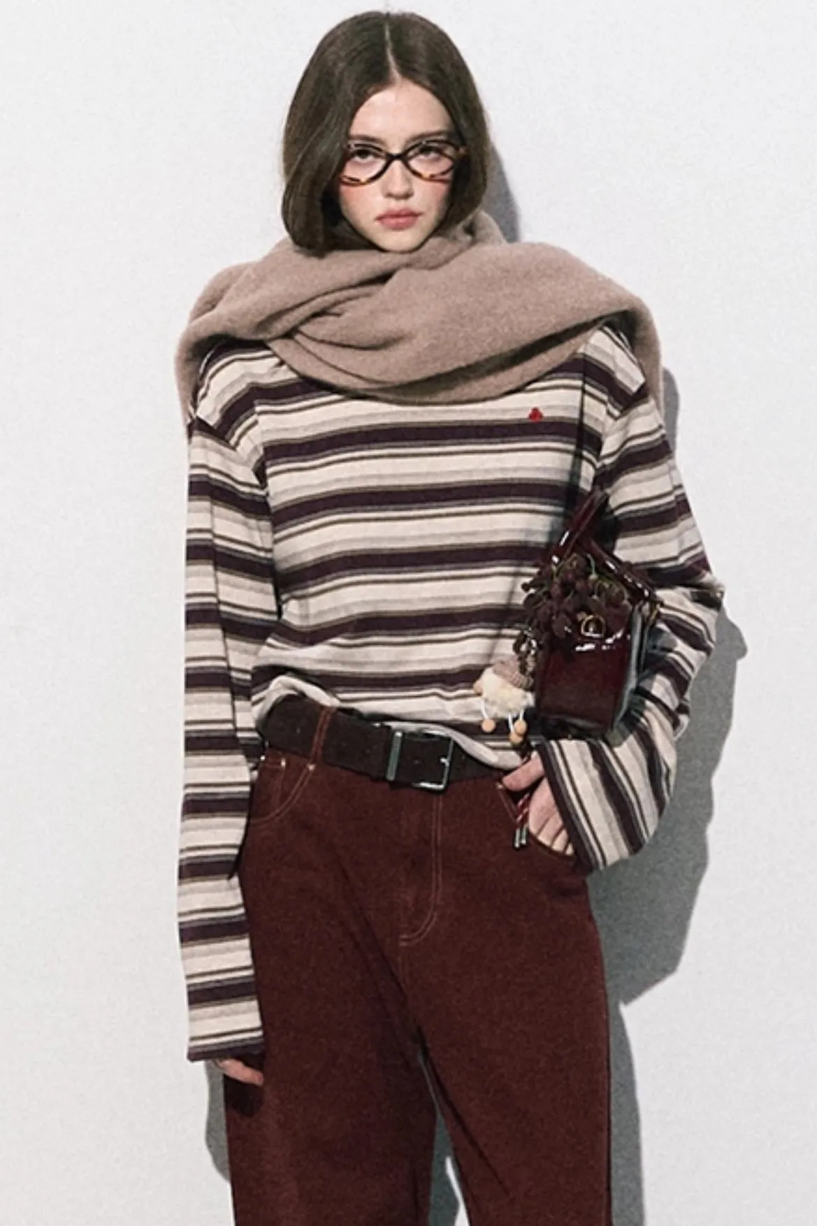 Milk Coffee Striped Versatile Top